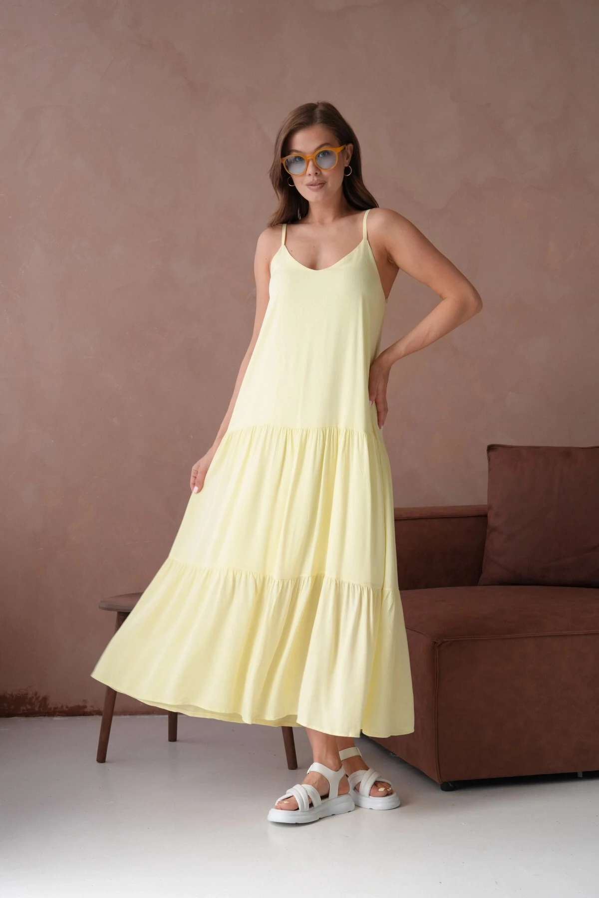 İnce Askılı Uzun Yazlık Elbise