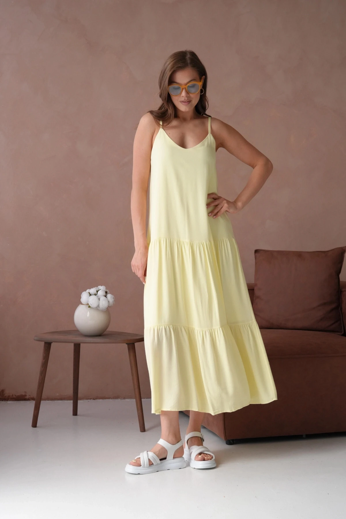 İnce Askılı Uzun Yazlık Elbise