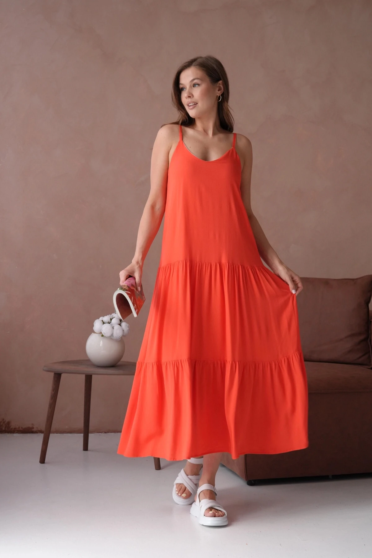 İnce Askılı Uzun Yazlık Elbise