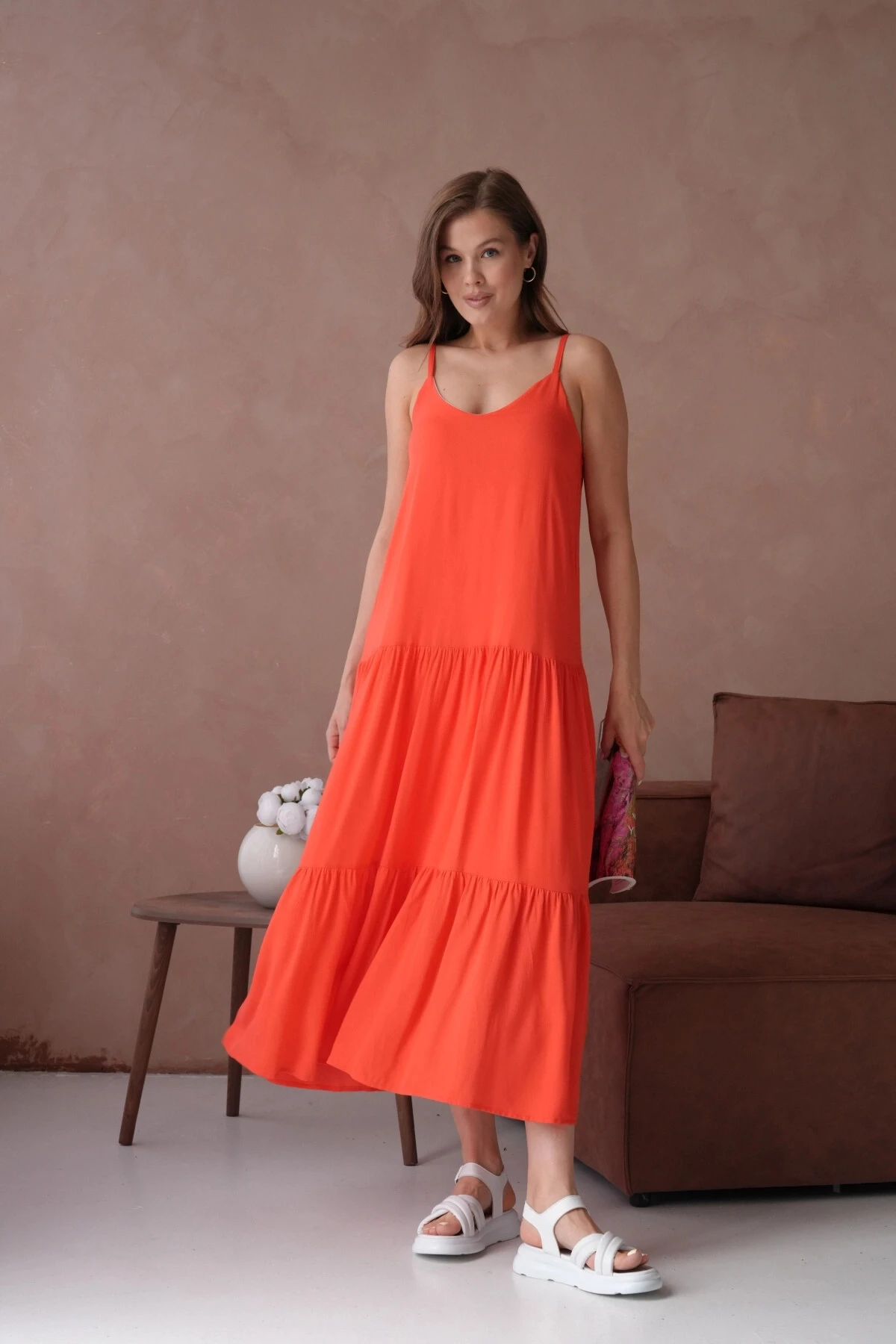 İnce Askılı Uzun Yazlık Elbise