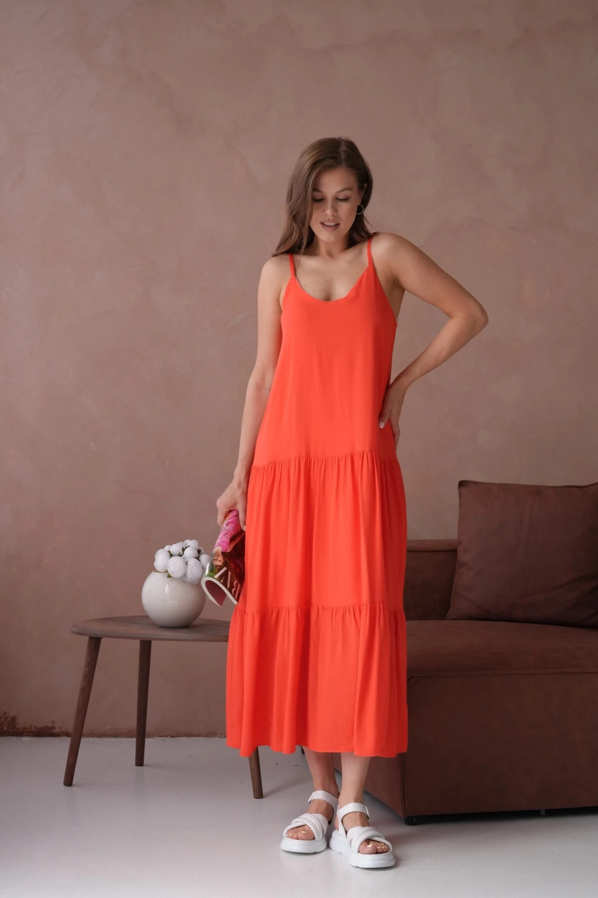 İnce Askılı Uzun Yazlık Elbise