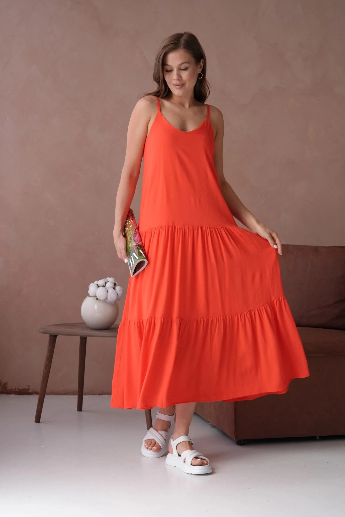 İnce Askılı Uzun Yazlık Elbise