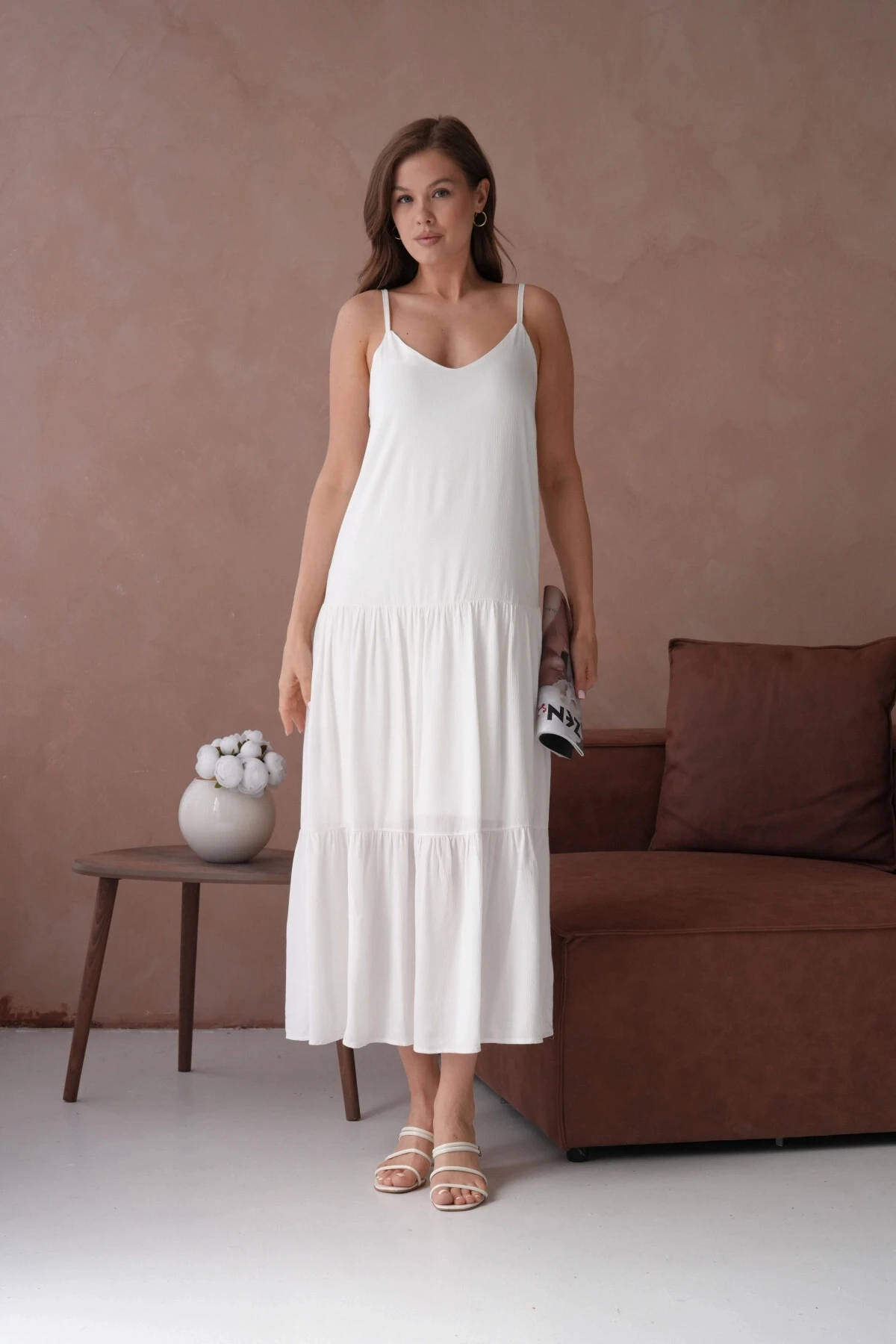 İnce Askılı Uzun Yazlık Elbise