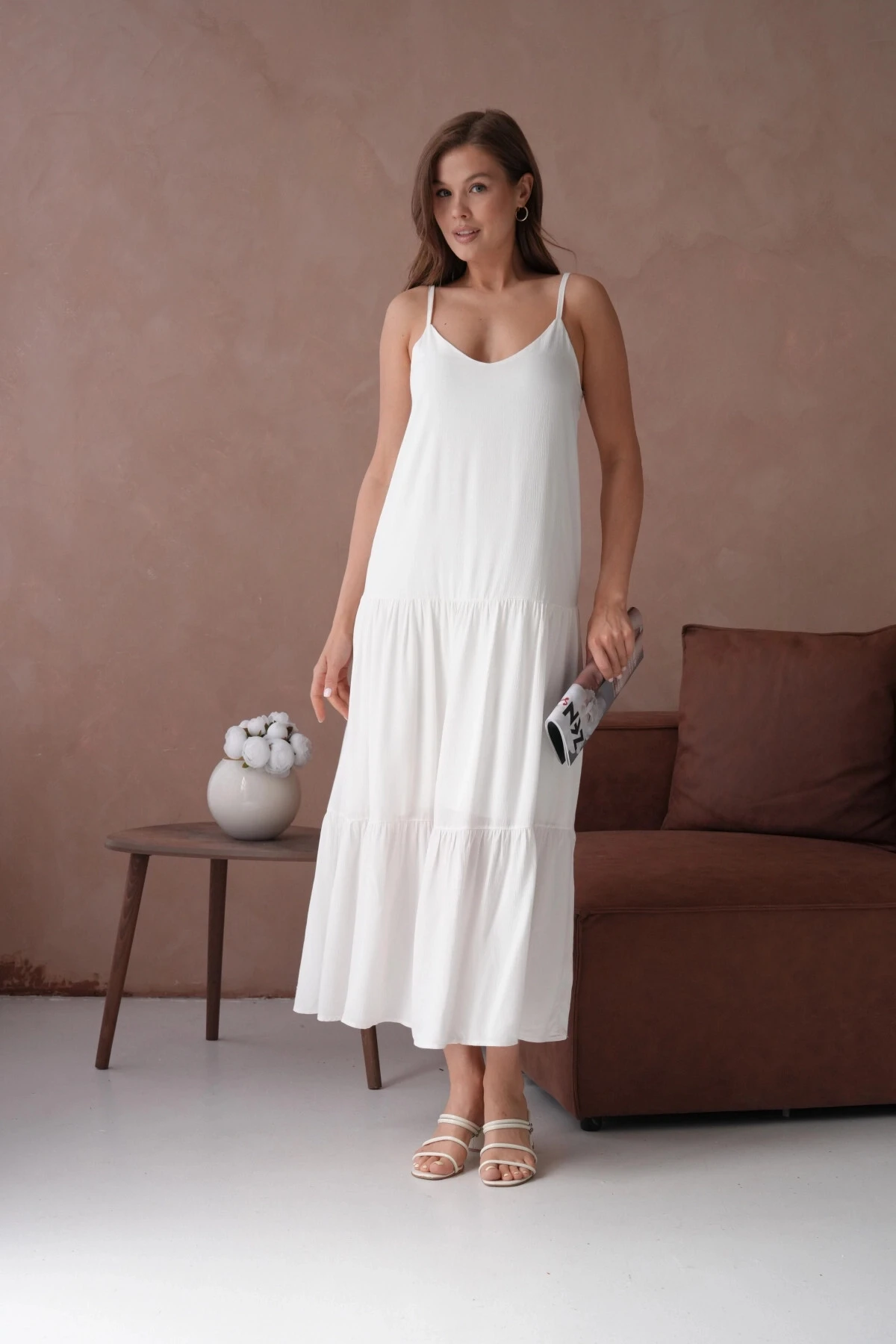 İnce Askılı Uzun Yazlık Elbise