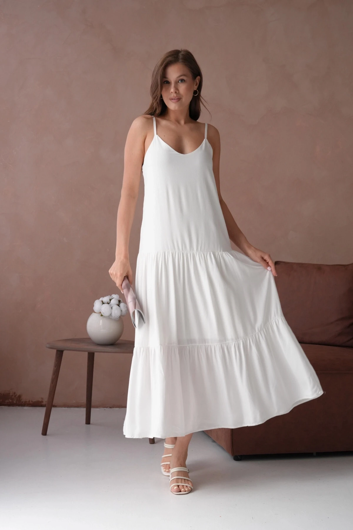 İnce Askılı Uzun Yazlık Elbise