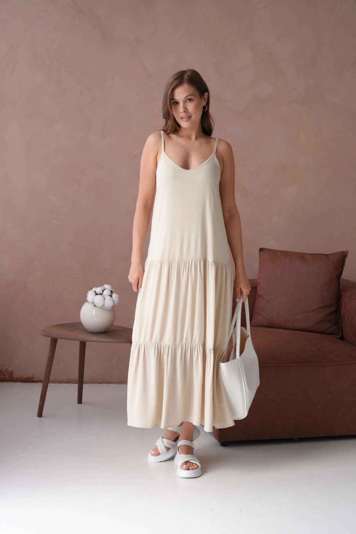 İnce Askılı Uzun Yazlık Elbise