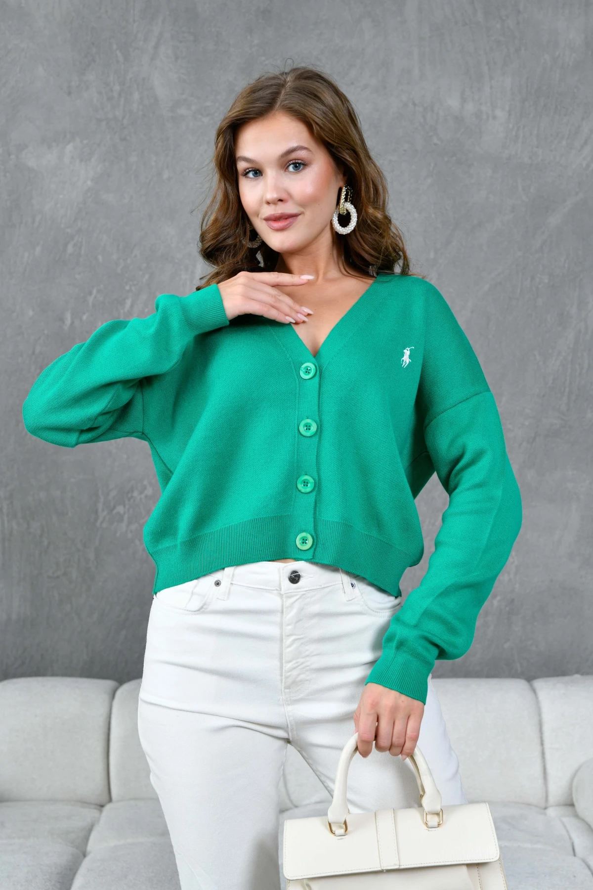 Kadın %100 Cotton Yumuşak Dokulu Triko Kazak 10317