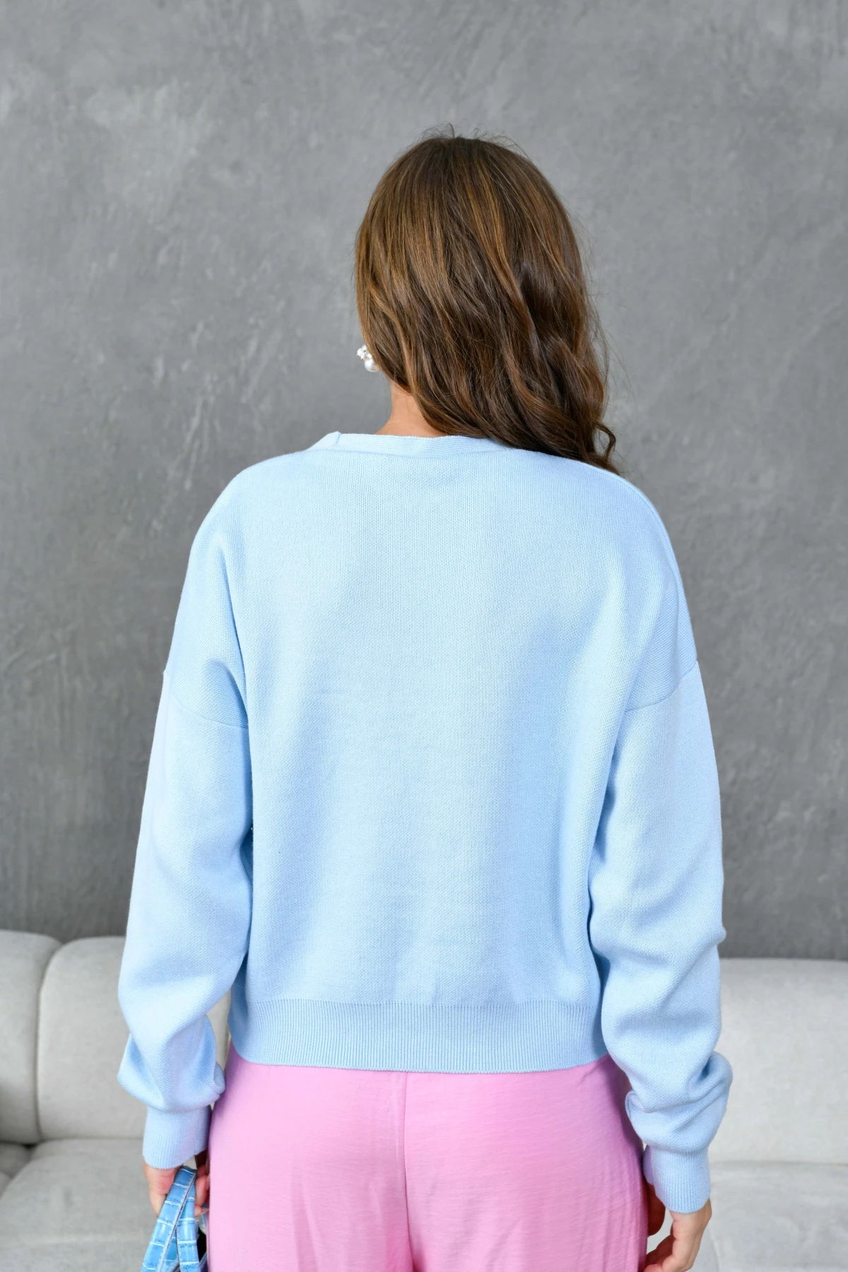 Kadın %100 Cotton Yumuşak Dokulu Triko Kazak 10317