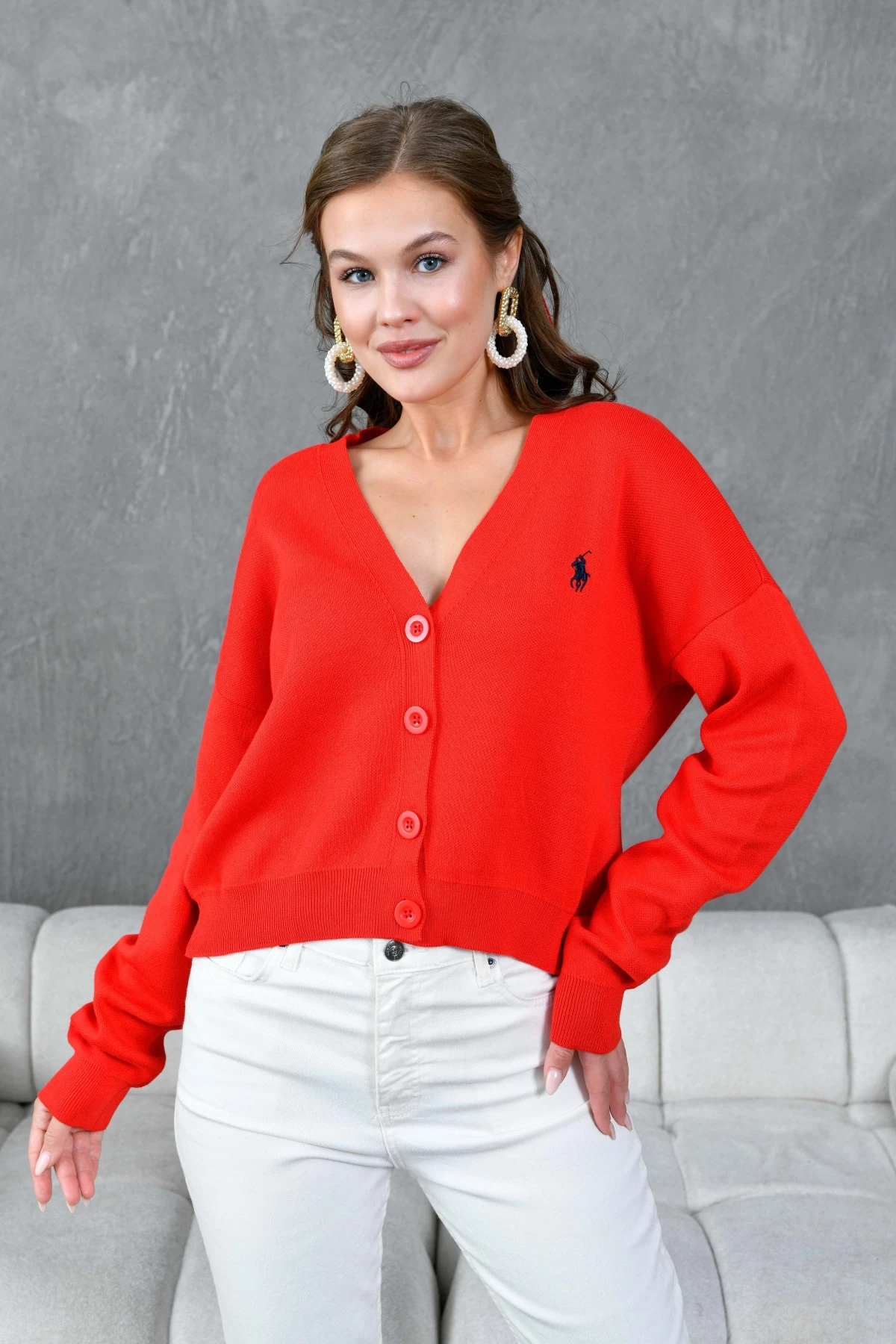 Kadın %100 Cotton Yumuşak Dokulu Triko Kazak 10317