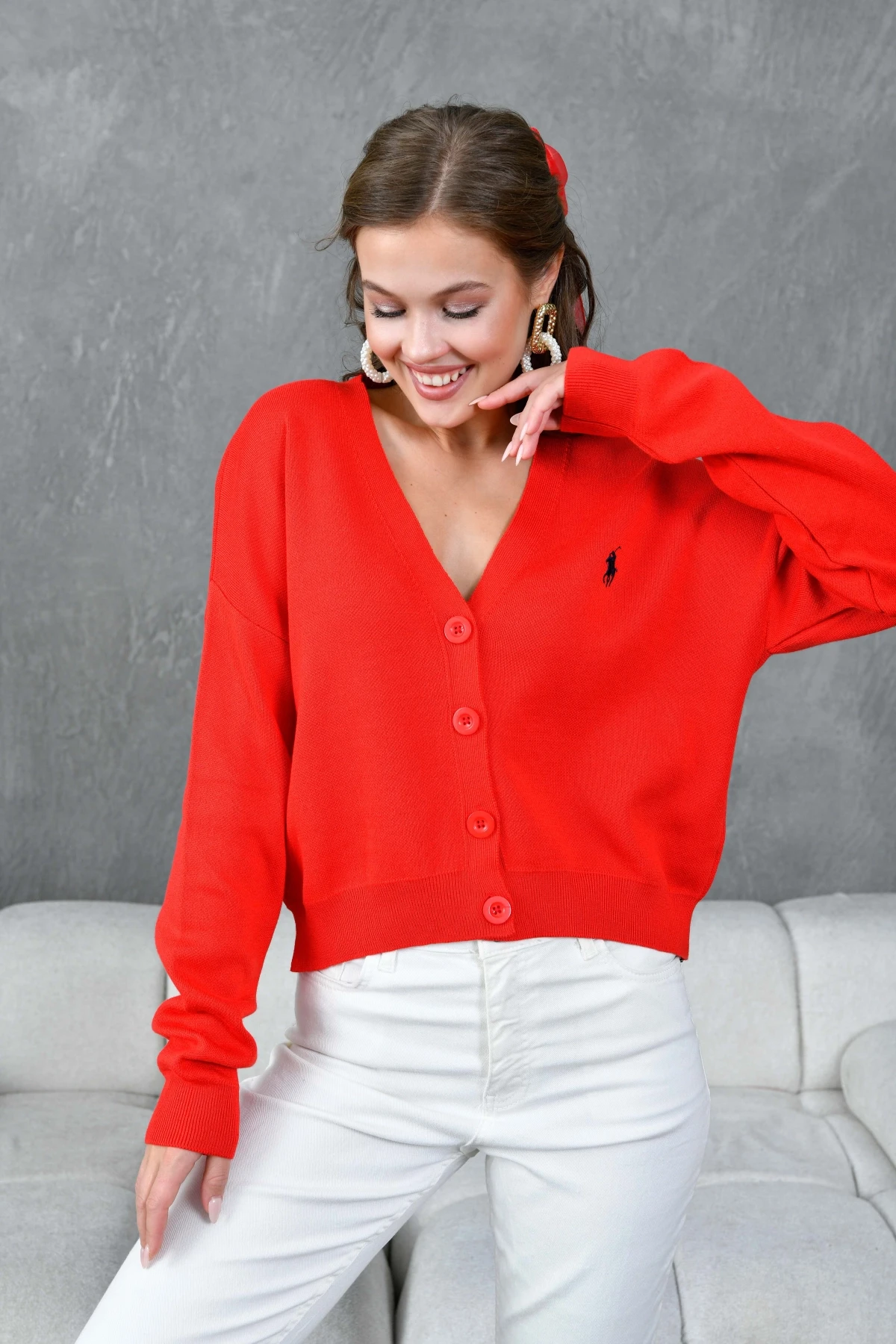 Kadın %100 Cotton Yumuşak Dokulu Triko Kazak 10317