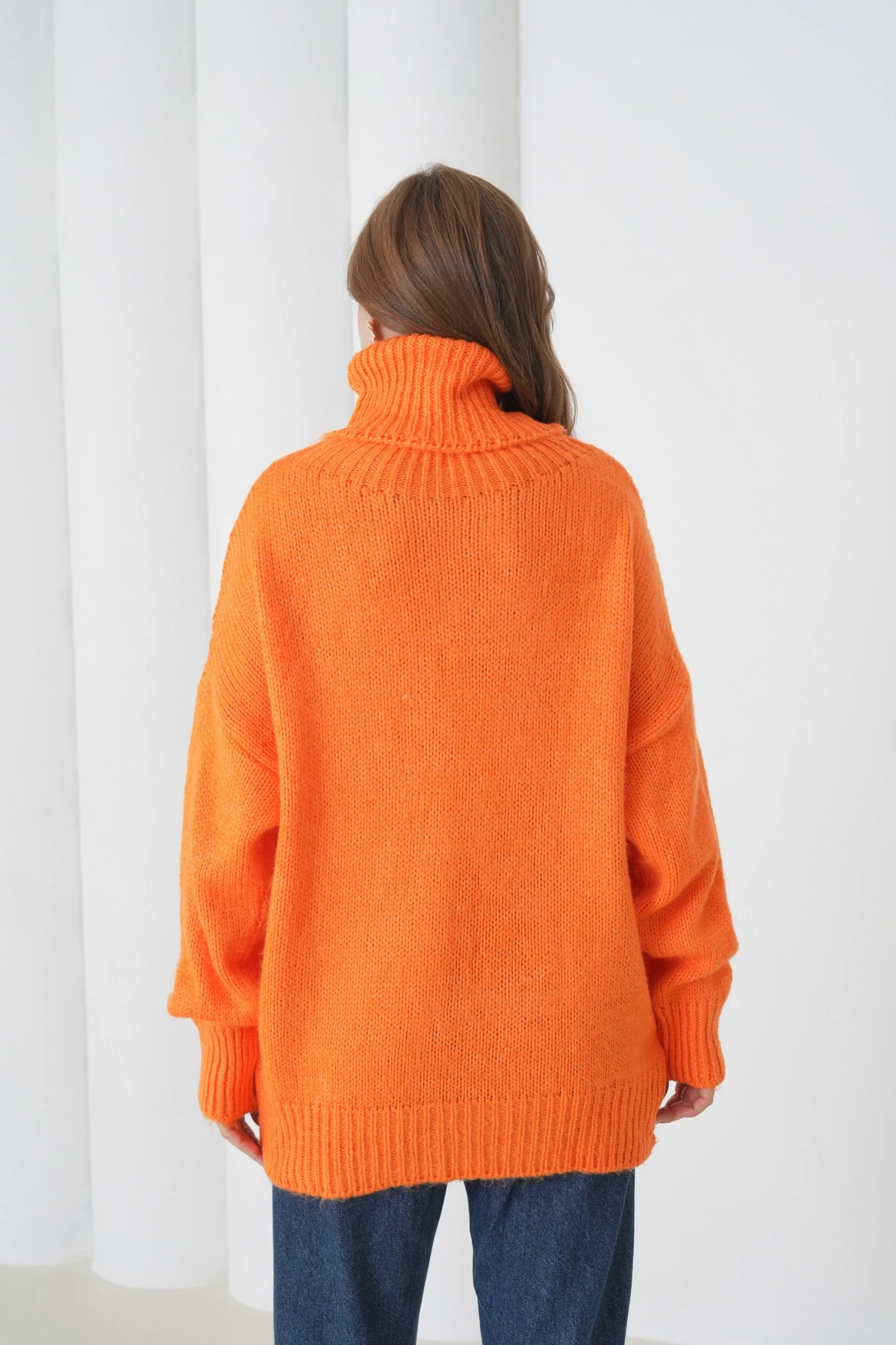 Kadın Balıkçı Yaka Kaşkorse Oversize Triko Tunik 223009