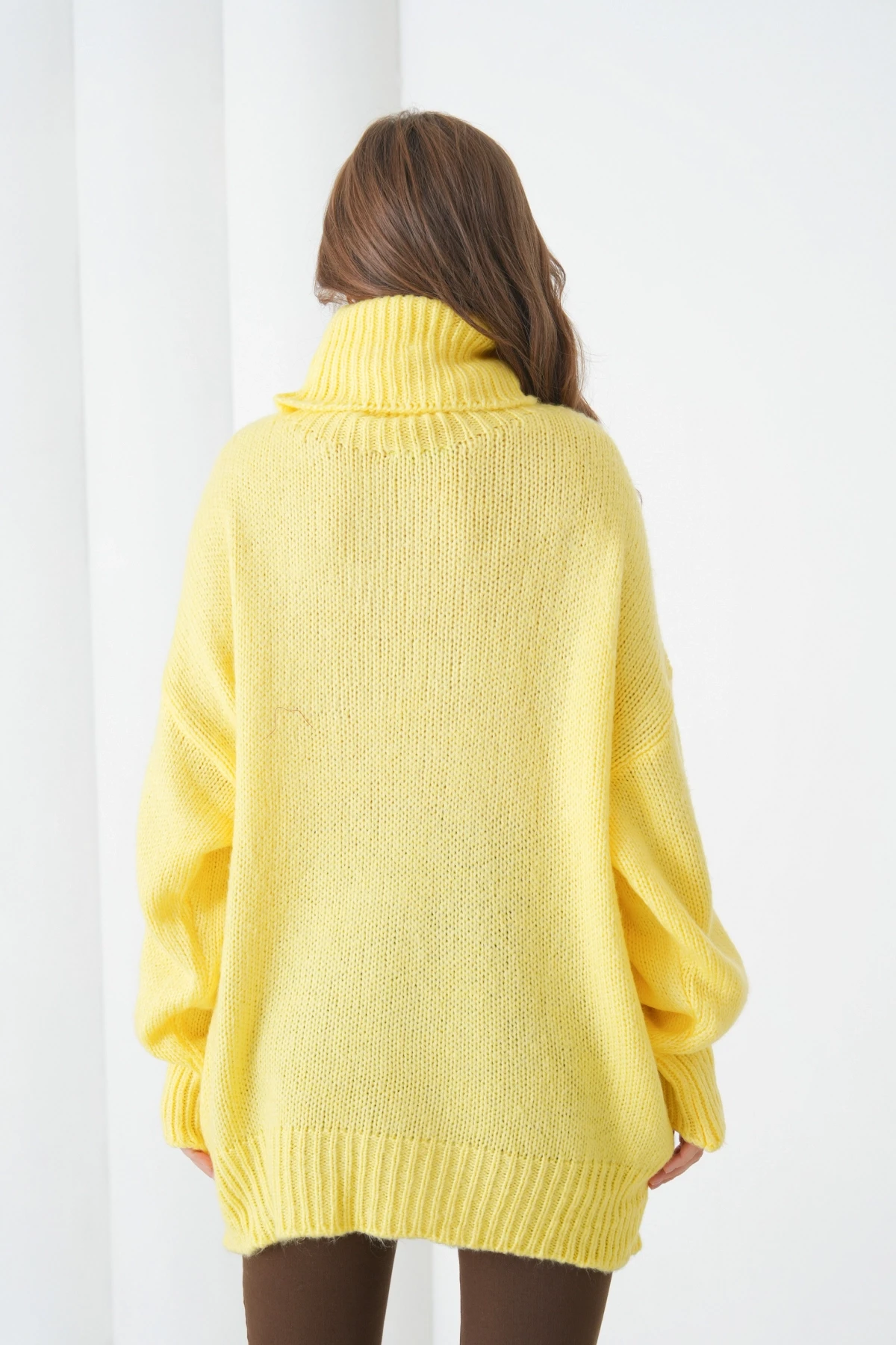 Kadın Balıkçı Yaka Kaşkorse Oversize Triko Tunik 223009