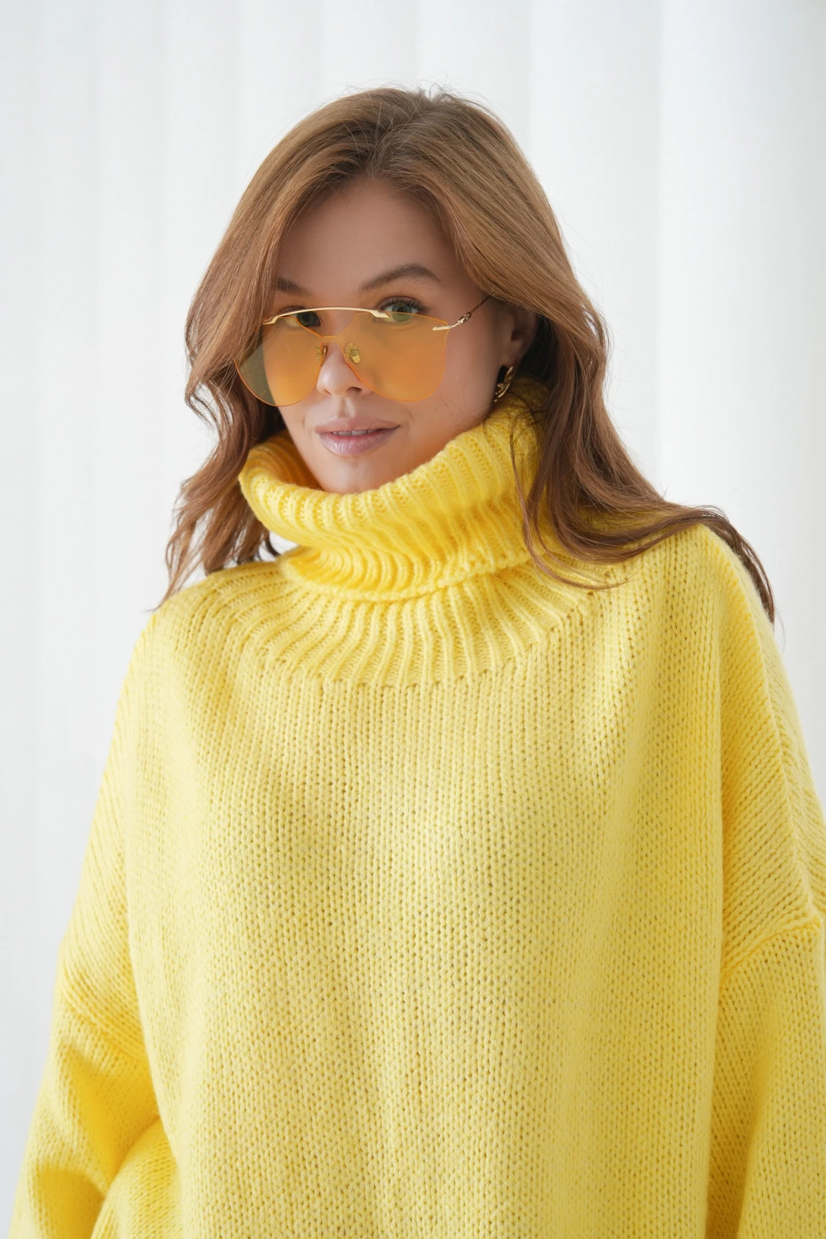 Kadın Balıkçı Yaka Kaşkorse Oversize Triko Tunik 223009