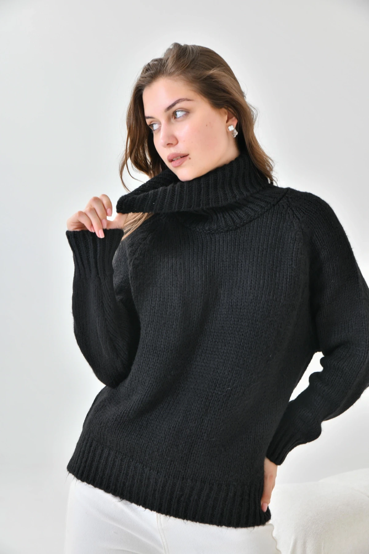 Kadın Balıkçı Yaka Kaşkorse Triko Kazak 223006