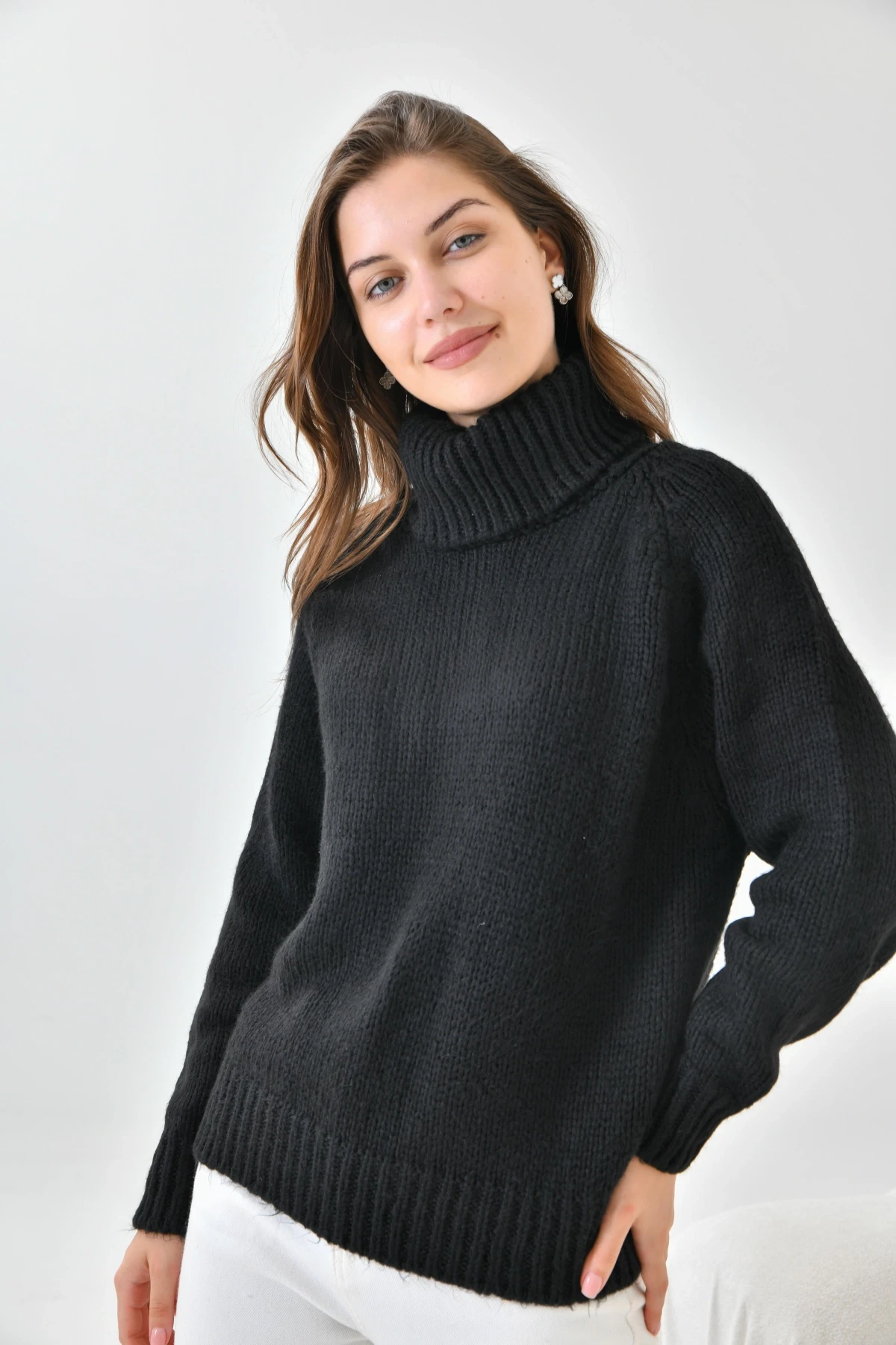 Kadın Balıkçı Yaka Kaşkorse Triko Kazak 223006