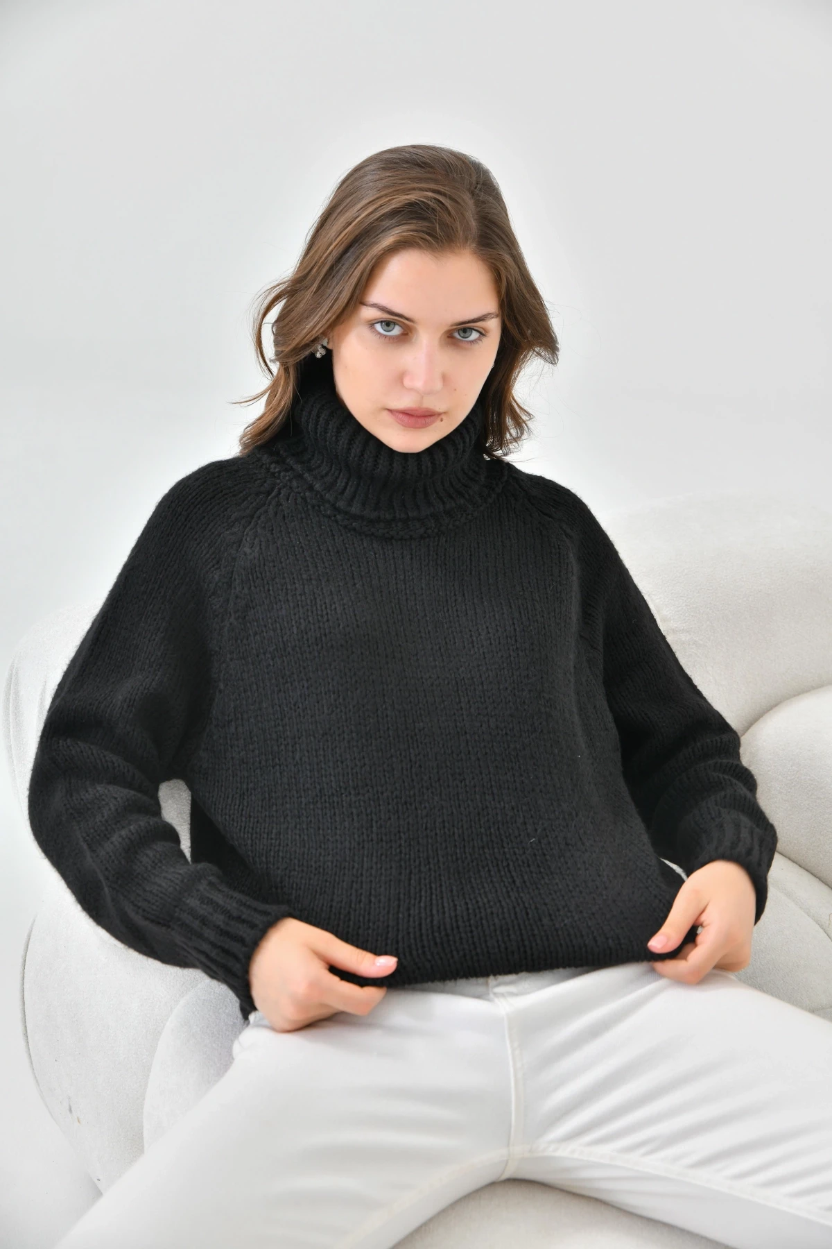 Kadın Balıkçı Yaka Kaşkorse Triko Kazak 223006