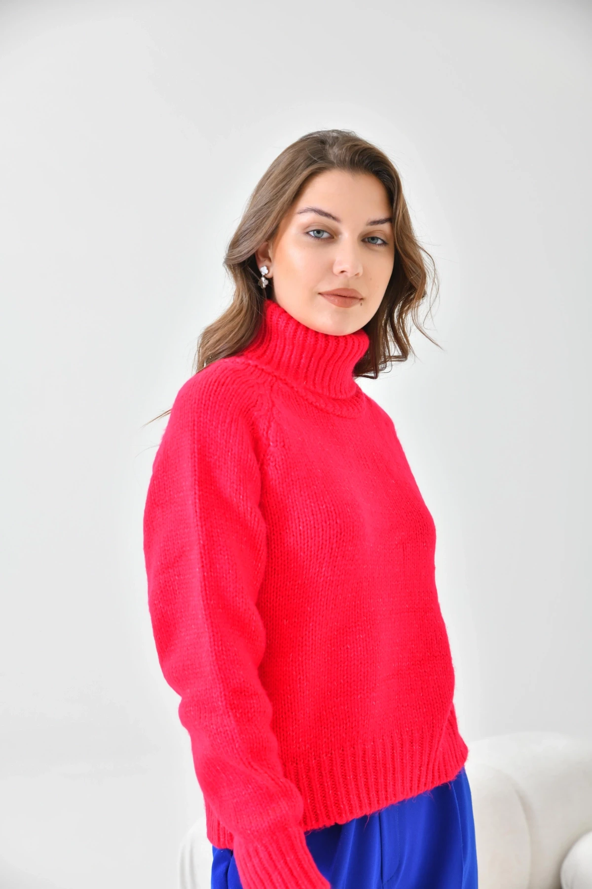 Kadın Balıkçı Yaka Kaşkorse Triko Kazak 223006