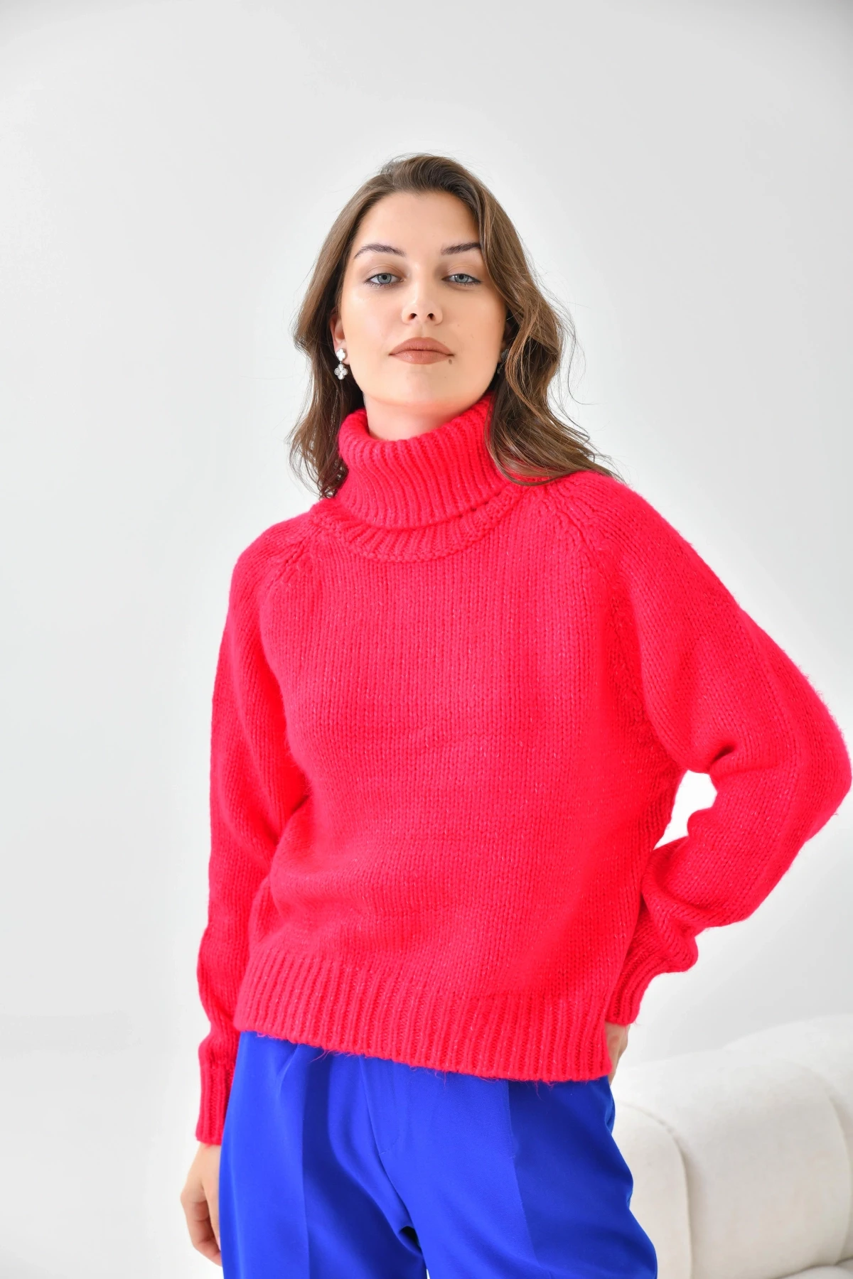 Kadın Balıkçı Yaka Kaşkorse Triko Kazak 223006