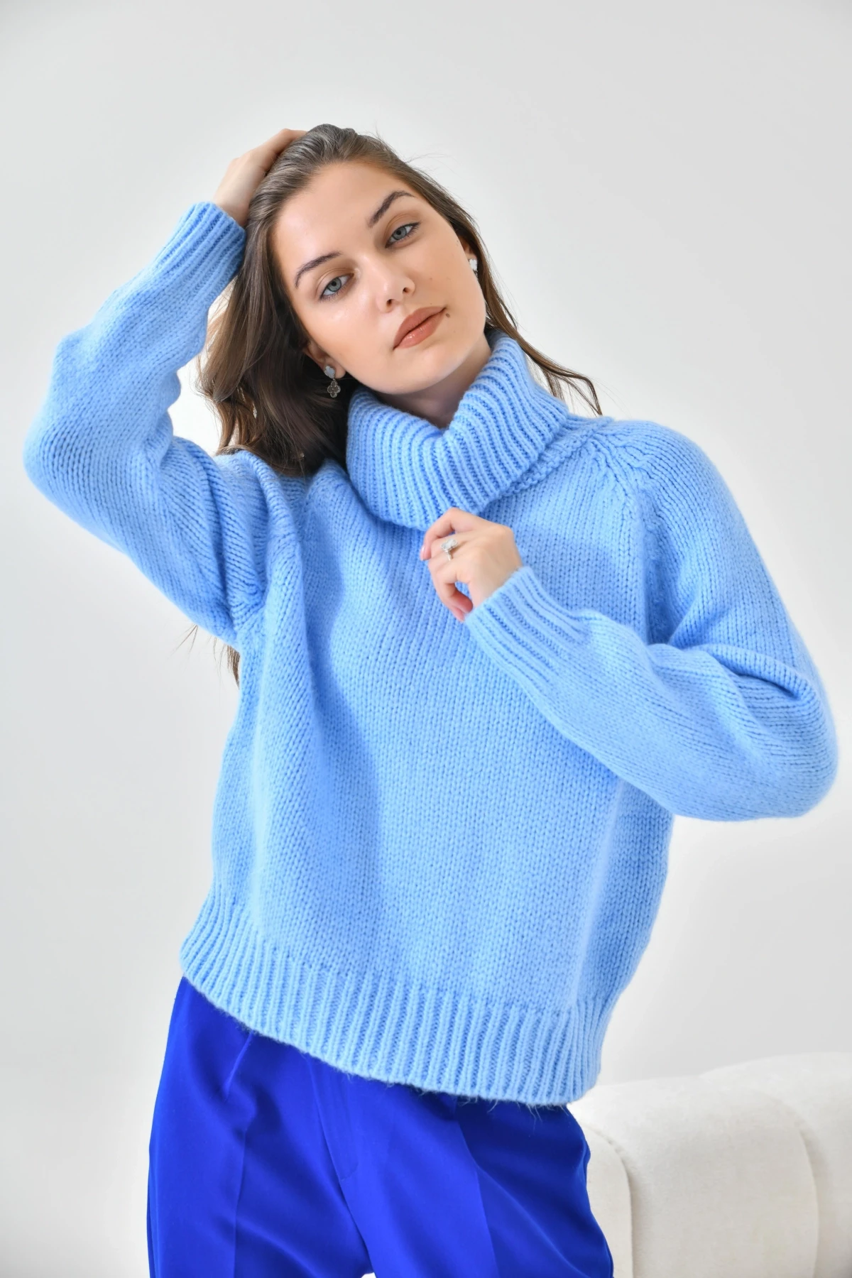 Kadın Balıkçı Yaka Kaşkorse Triko Kazak 223006