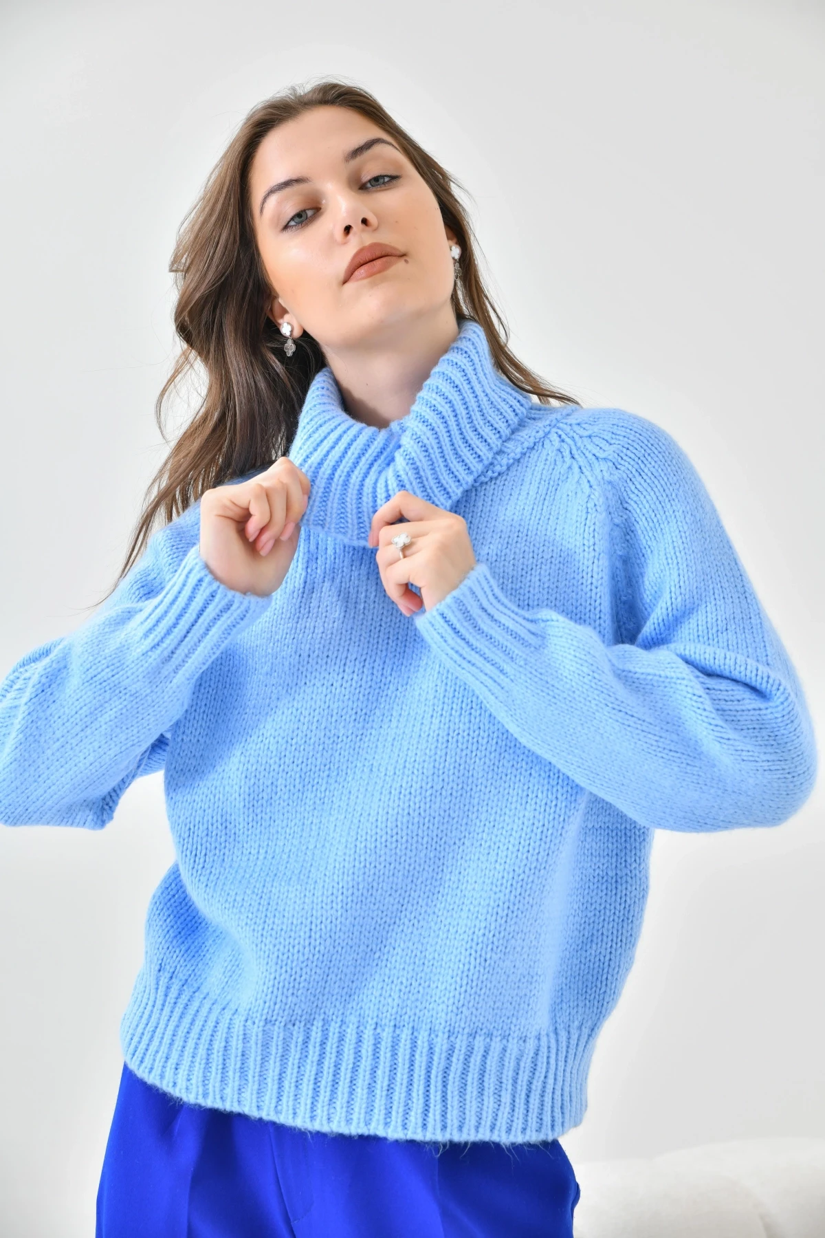 Kadın Balıkçı Yaka Kaşkorse Triko Kazak 223006