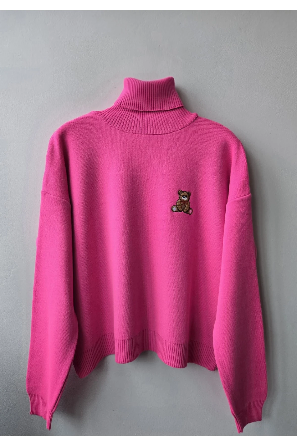 Kadın Balıkçı Yaka Nakış Detay Yumuşak Dokulu Basic Triko Kazak 214430