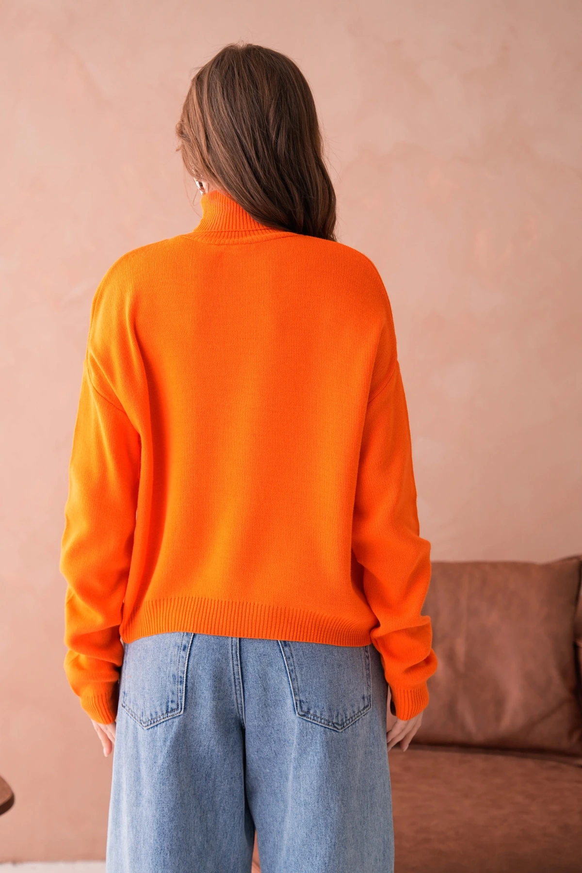 Kadın Balıkçı Yaka Nakış Detay Yumuşak Dokulu Basic Triko Kazak 214430