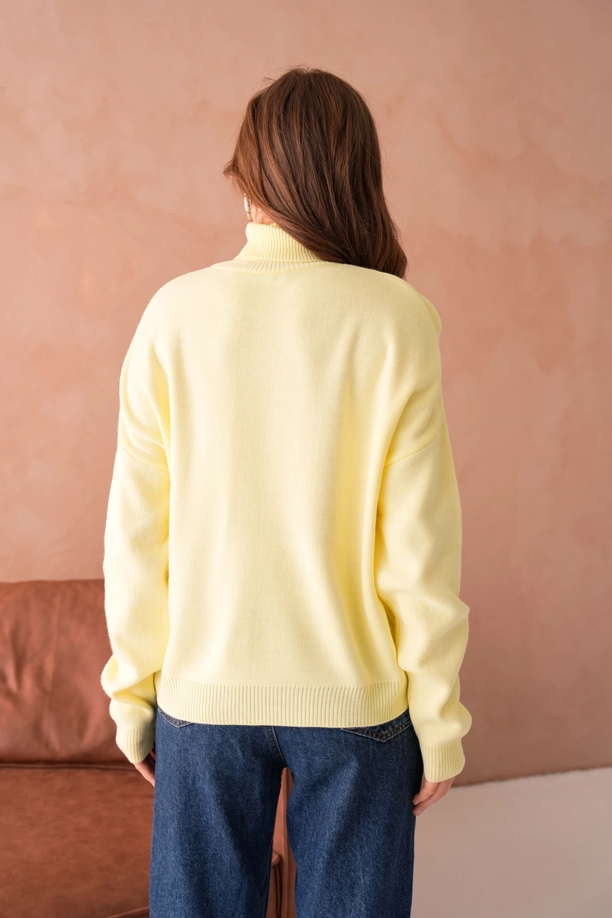 Kadın Balıkçı Yaka Nakış Detay Yumuşak Dokulu Basic Triko Kazak 214430