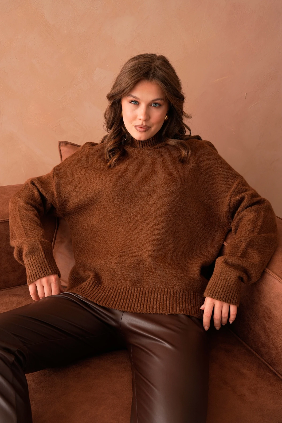 Kadın Balıkçı Yaka Yumuşak Dokulu Salaş Triko Kazak 8488Sw