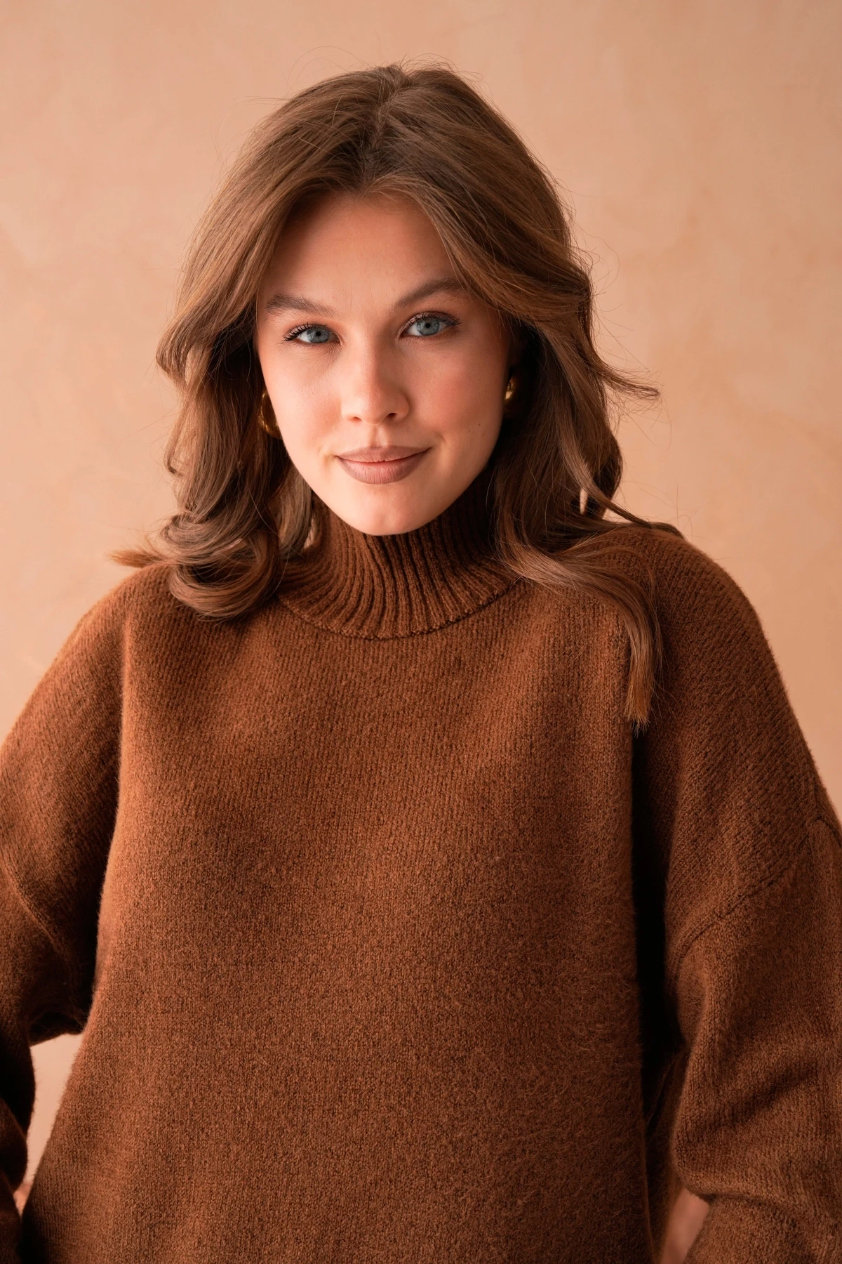 Kadın Balıkçı Yaka Yumuşak Dokulu Salaş Triko Kazak 8488Sw