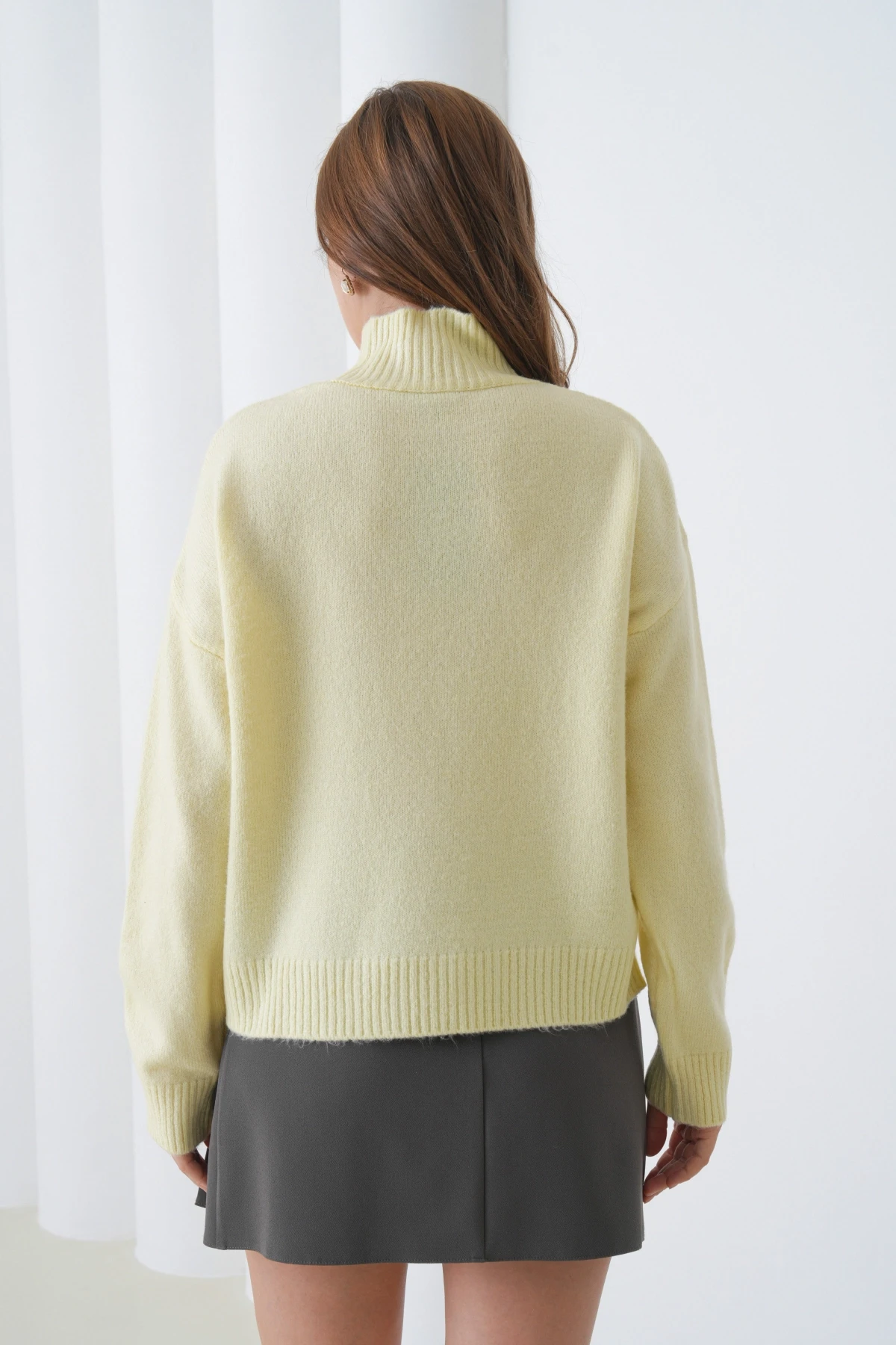 Kadın Balıkçı Yaka Yumuşak Dokulu Salaş Triko Kazak 8488Sw