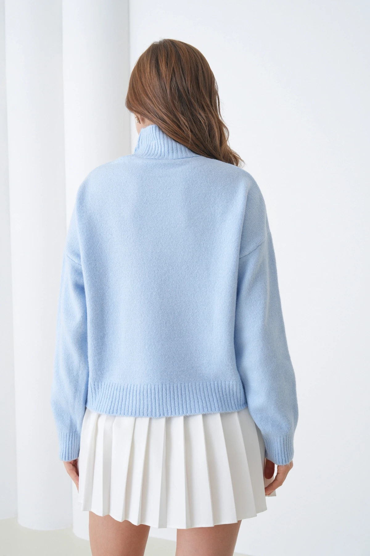 Kadın Balıkçı Yaka Yumuşak Dokulu Salaş Triko Kazak 8488Sw