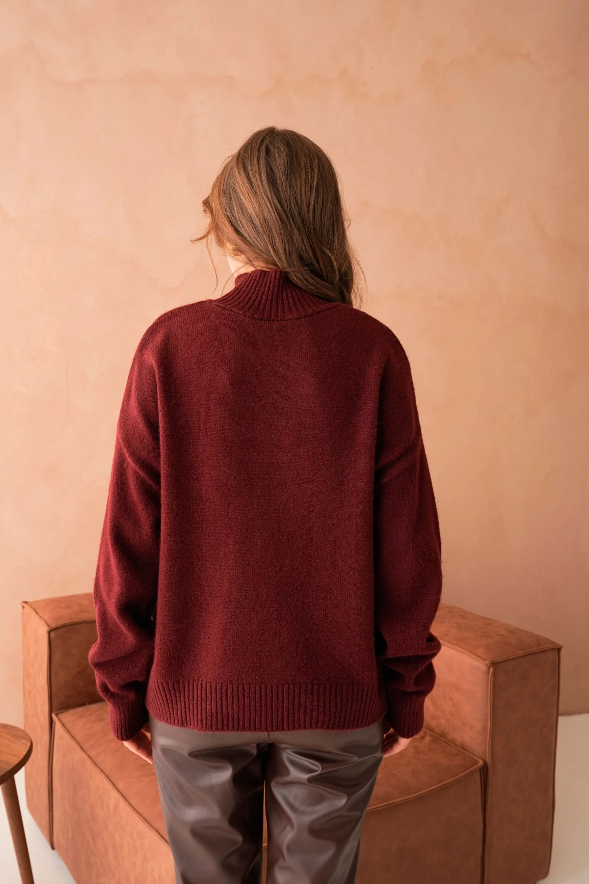 Kadın Balıkçı Yaka Yumuşak Dokulu Salaş Triko Kazak 8488Sw