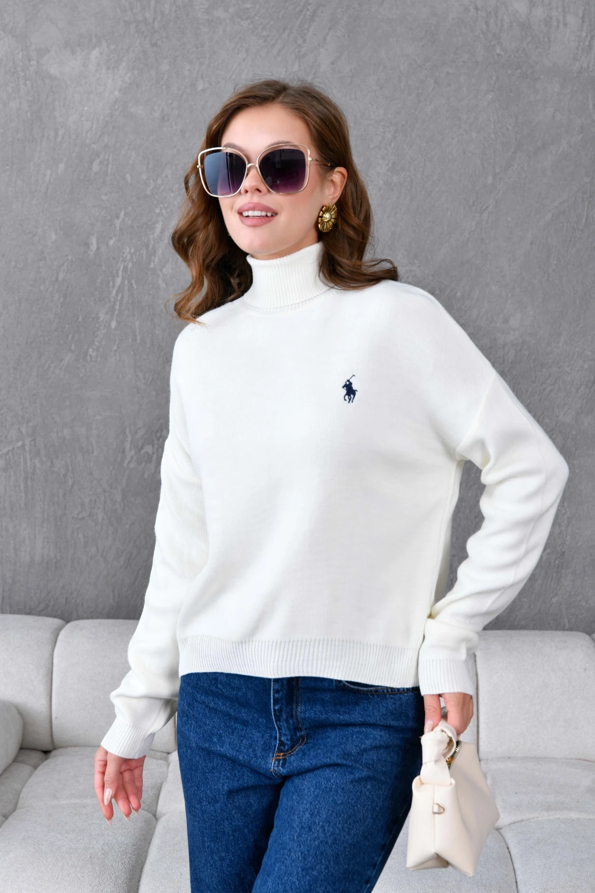 Kadın Balıkçı Yaka Yumuşak Dokulu Triko Kazak 10991