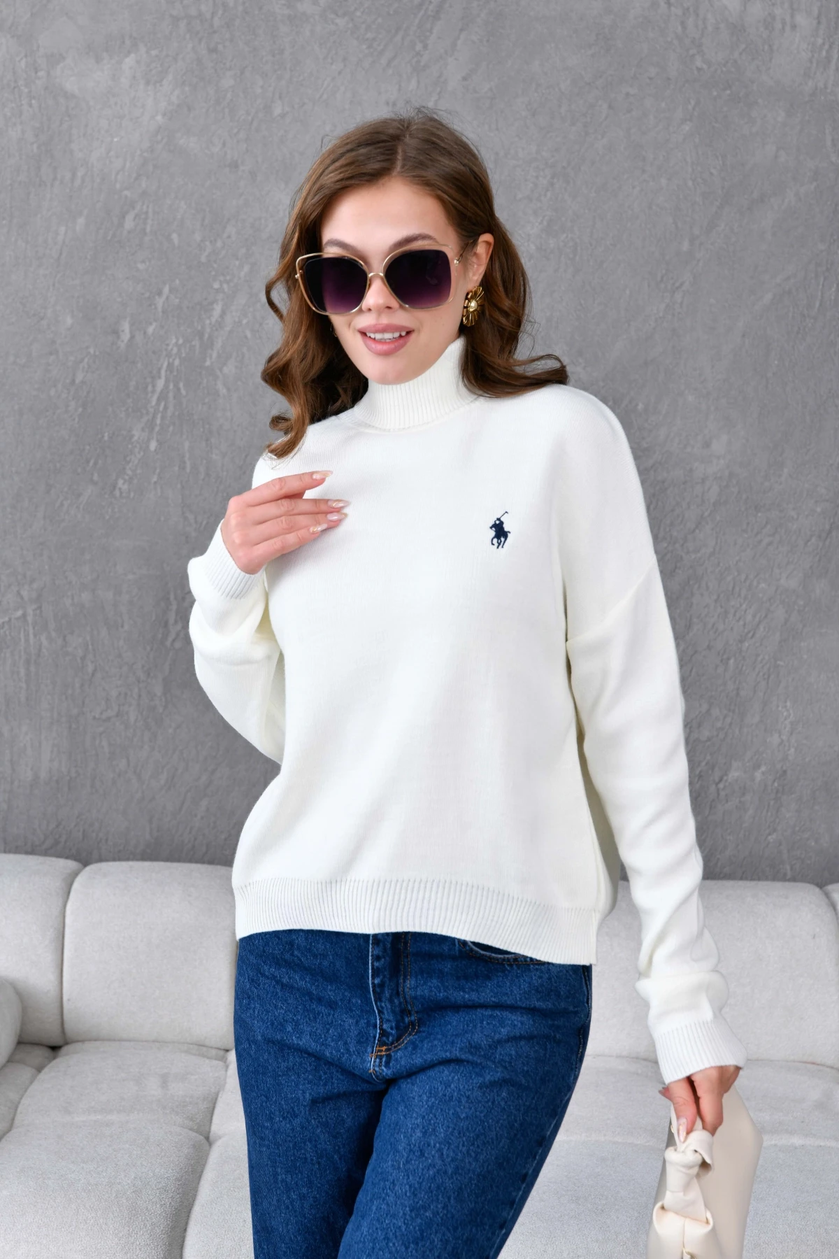 Kadın Balıkçı Yaka Yumuşak Dokulu Triko Kazak 10991