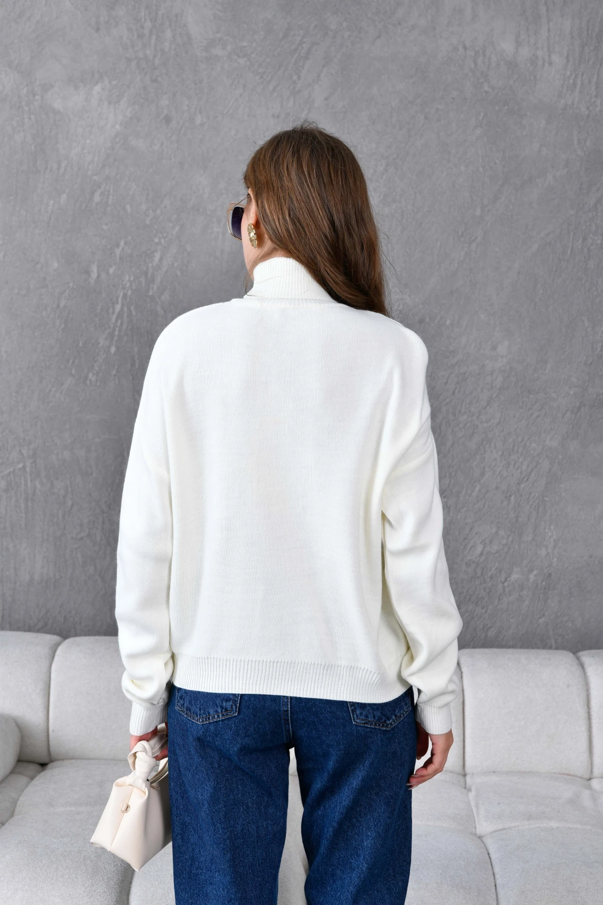 Kadın Balıkçı Yaka Yumuşak Dokulu Triko Kazak 10991