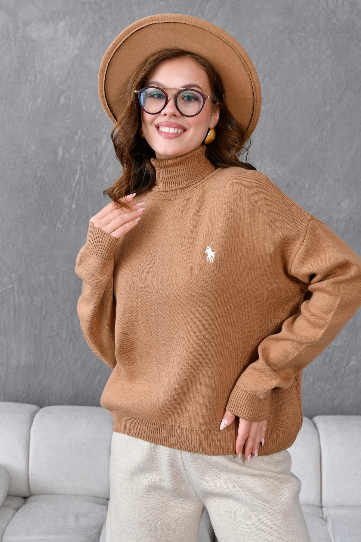 Kadın Balıkçı Yaka Yumuşak Dokulu Triko Kazak 10991