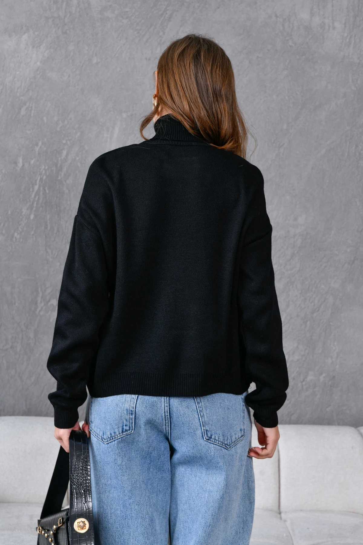 Kadın Balıkçı Yaka Yumuşak Dokulu Triko Kazak 10991