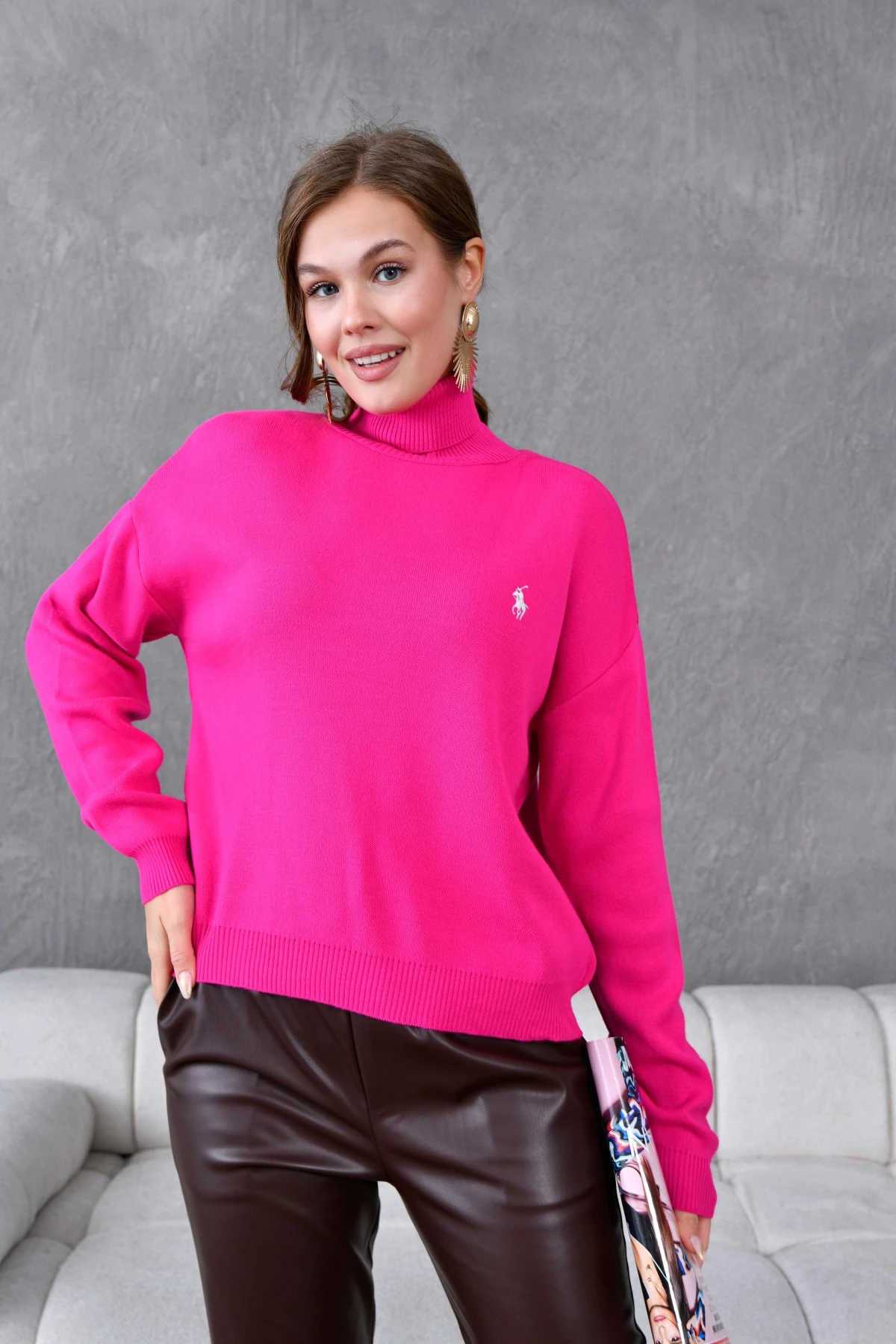 Kadın Balıkçı Yaka Yumuşak Dokulu Triko Kazak 10991