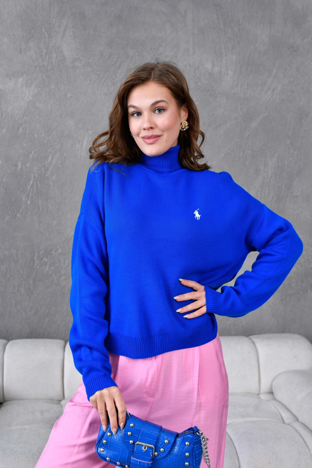 Kadın Balıkçı Yaka Yumuşak Dokulu Triko Kazak 10991