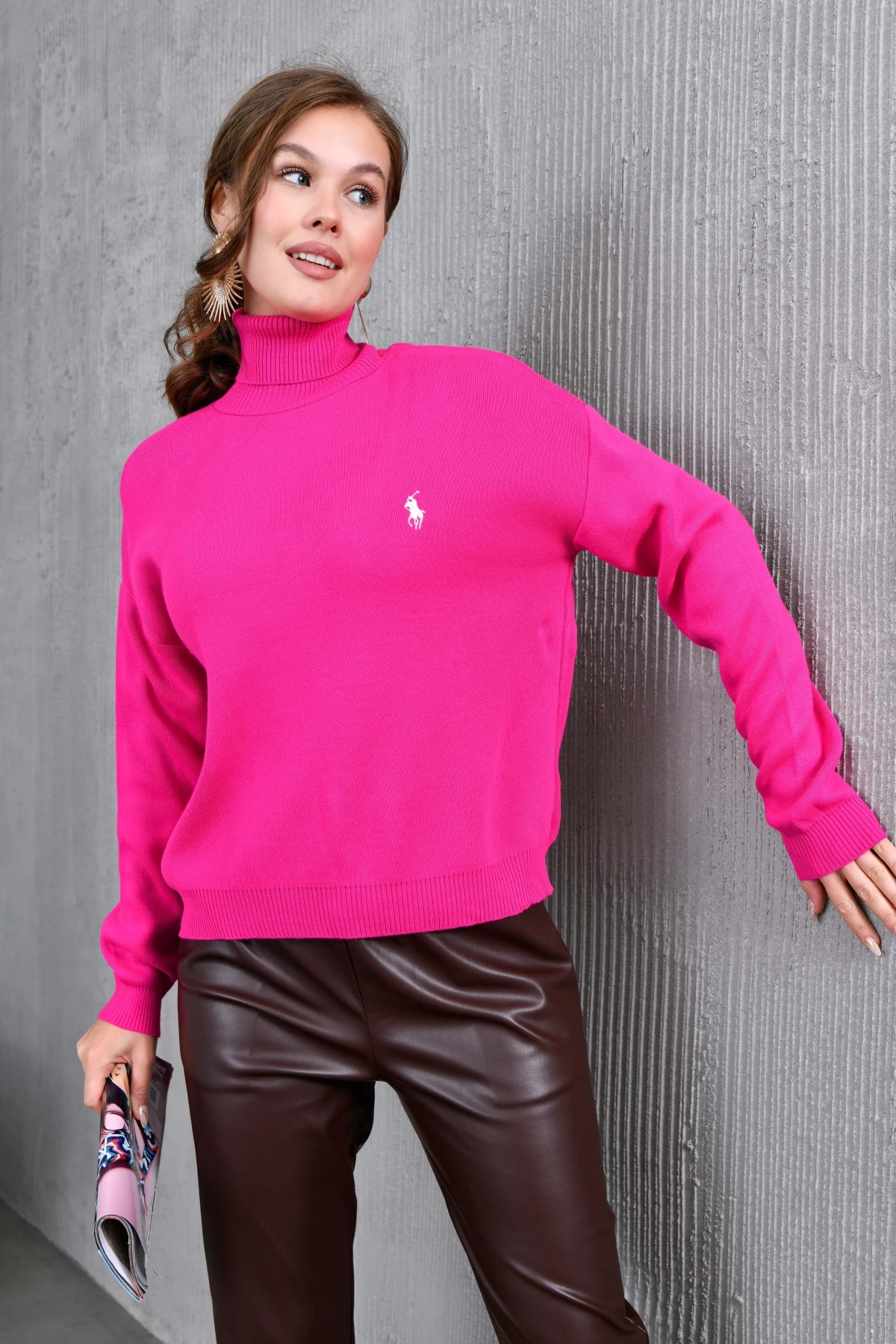 Kadın Balıkçı Yaka Yumuşak Dokulu Triko Kazak 10991