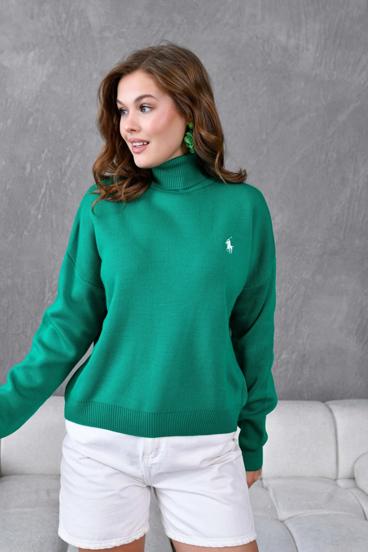 Kadın Balıkçı Yaka Yumuşak Dokulu Triko Kazak 10991