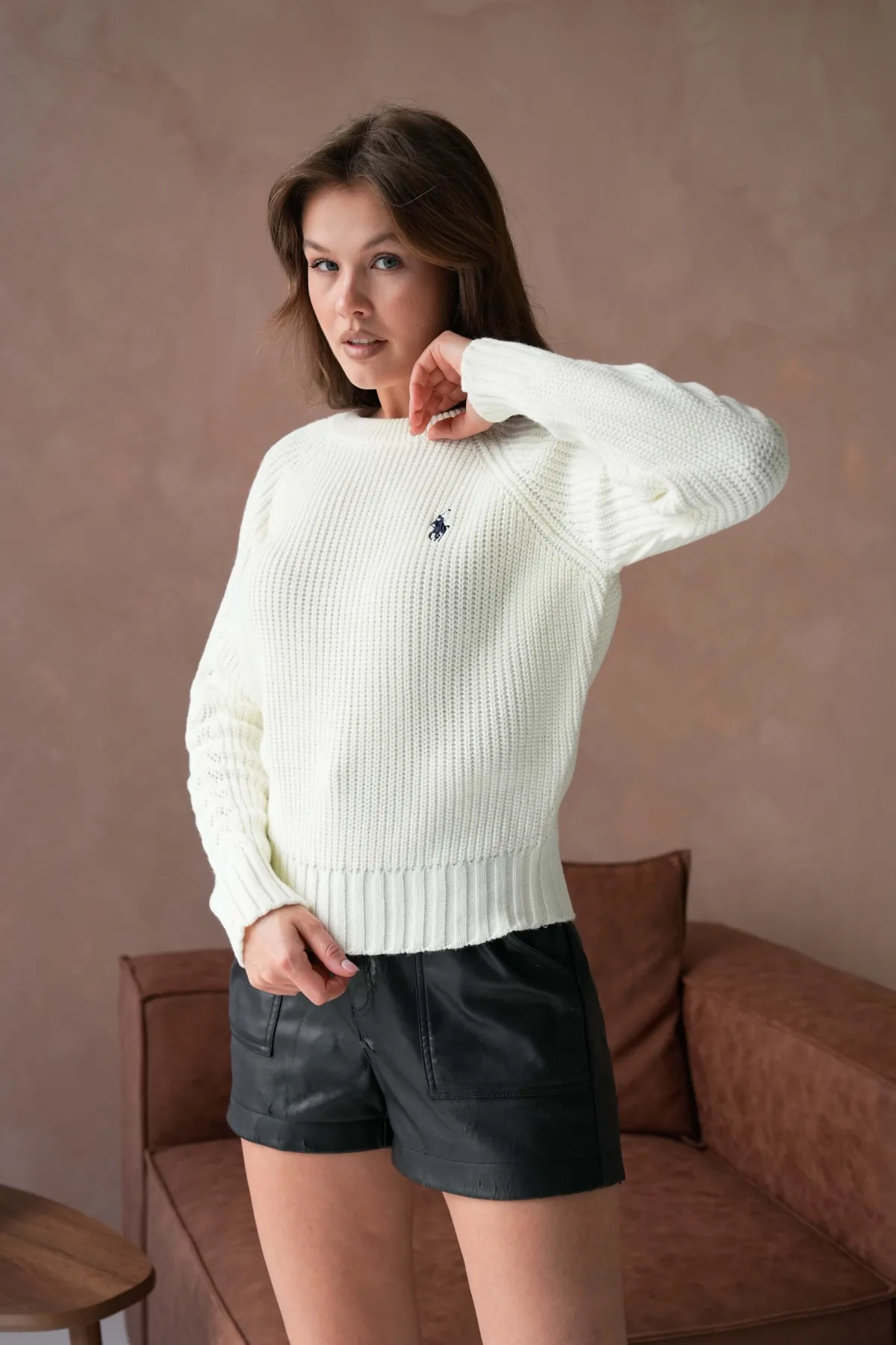 Kadın Bisiklet Yaka Ajurlu Selanik Örgü Triko Kazak 8443Sw