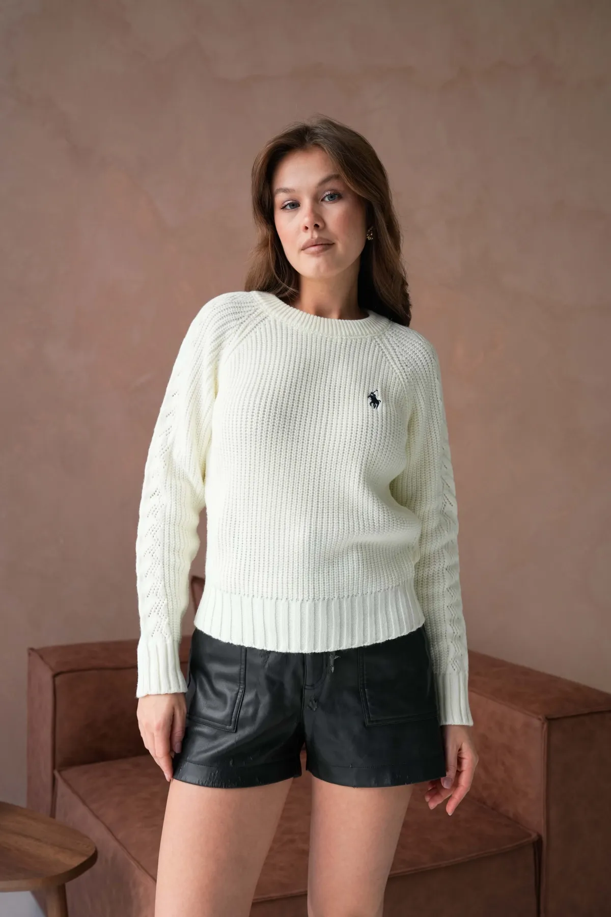 Kadın Bisiklet Yaka Ajurlu Selanik Örgü Triko Kazak 8443Sw