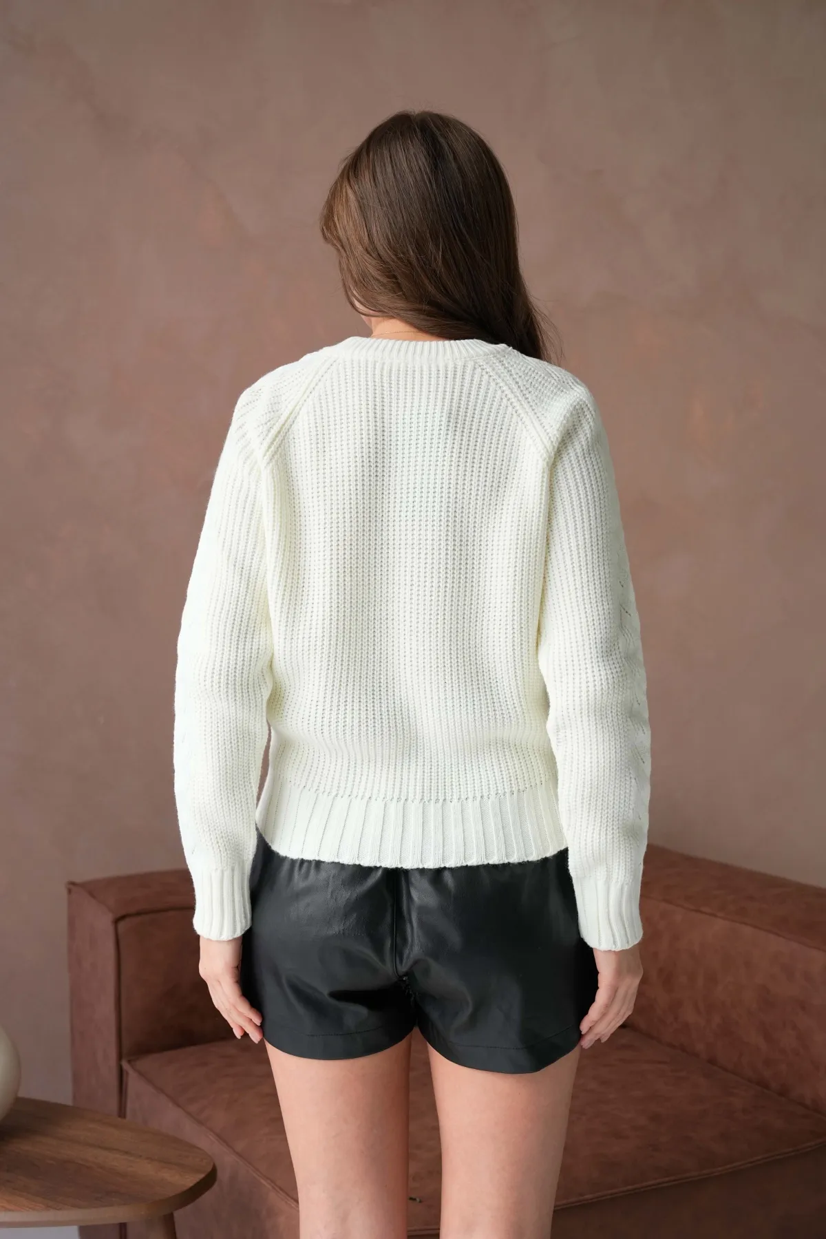 Kadın Bisiklet Yaka Ajurlu Selanik Örgü Triko Kazak 8443Sw