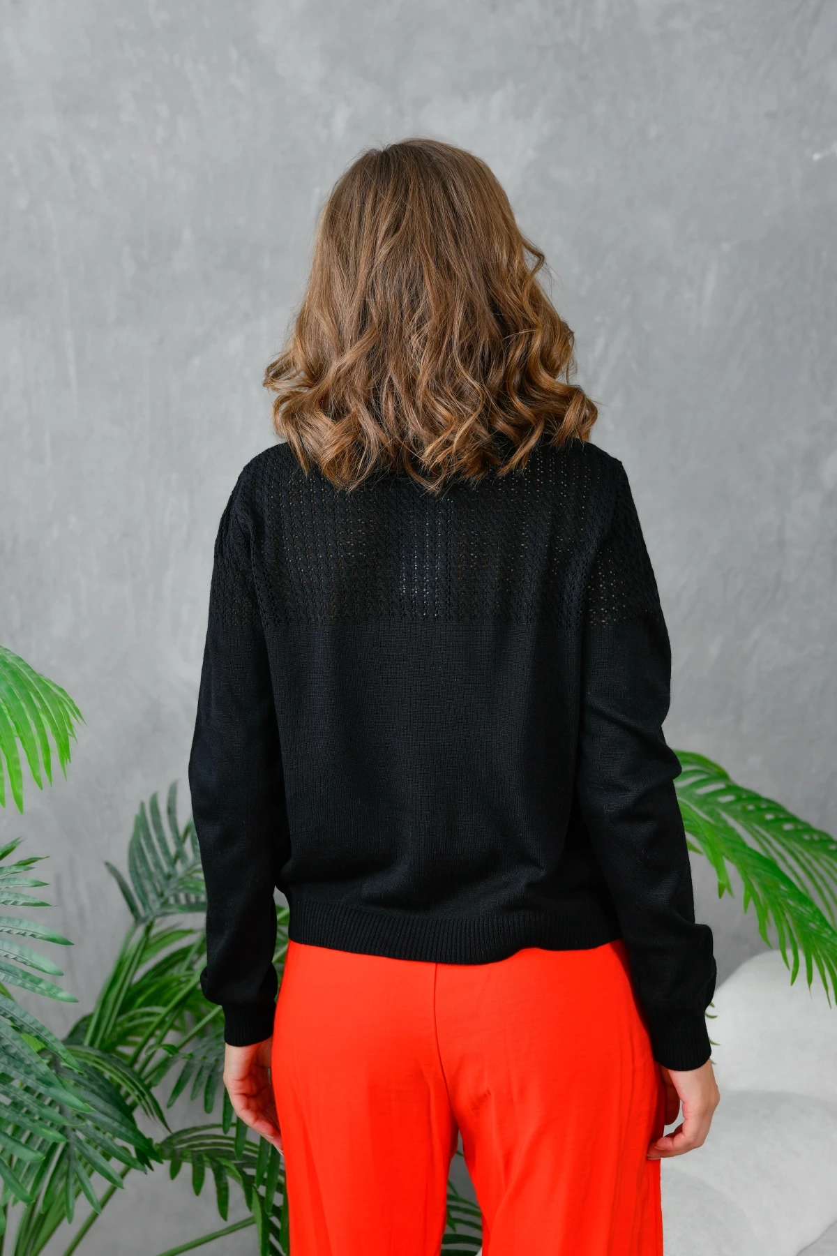 Kadın Bisiklet Yaka Ajurlu Triko Kazak 10833