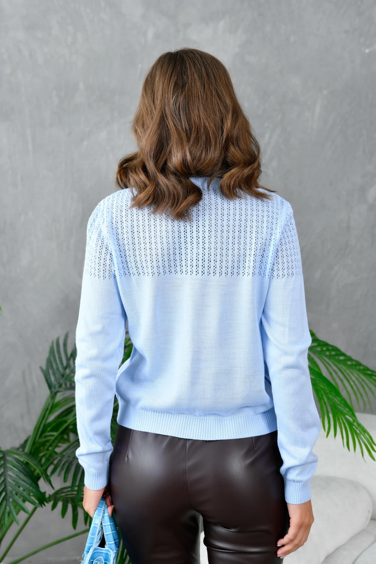 Kadın Bisiklet Yaka Ajurlu Triko Kazak 10833