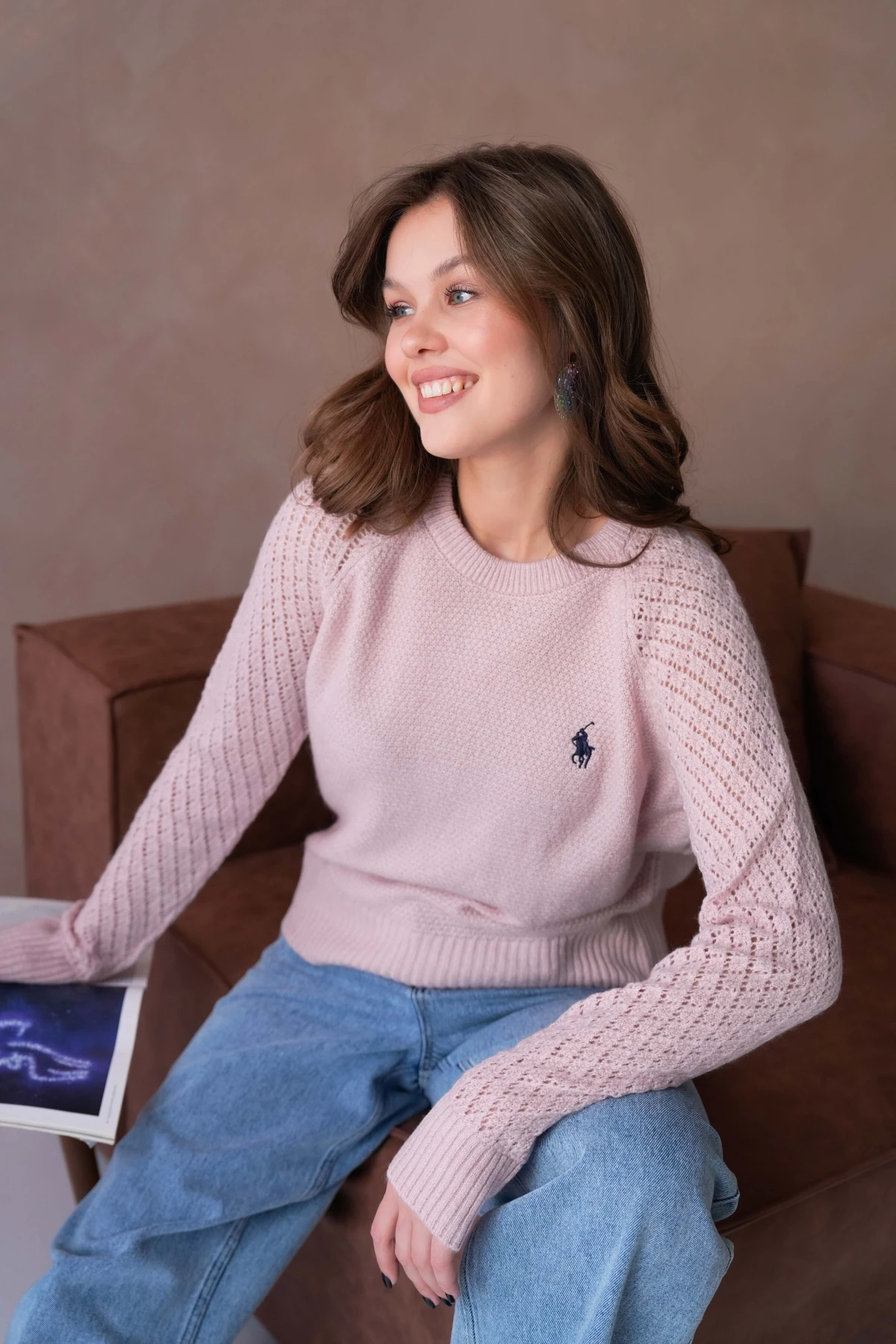 Kadın Bisiklet Yaka Ajurlu Yumuşak Dokulu Triko Kazak 8420Sw