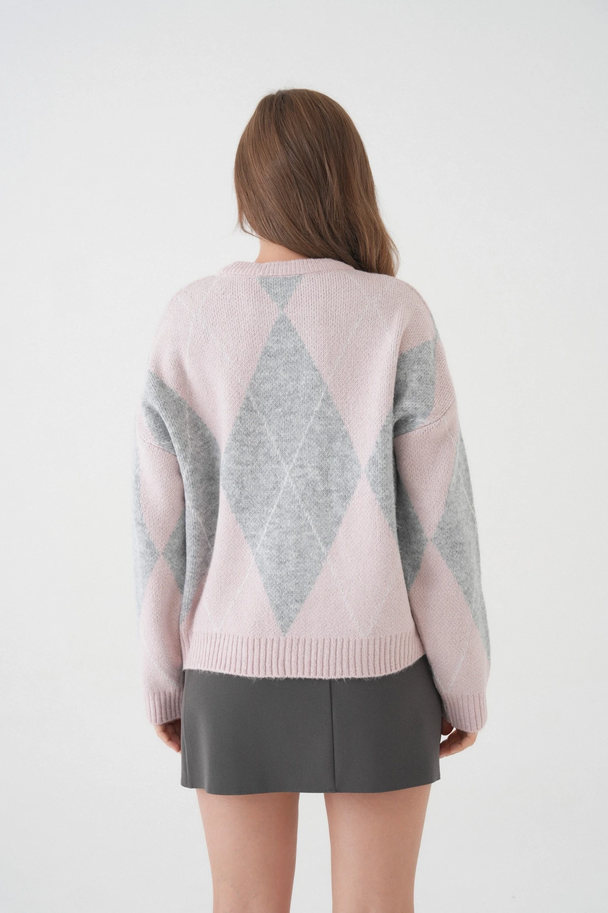 Kadın Bisiklet Yaka Baklava Desenli Triko Kazak 8490Sw