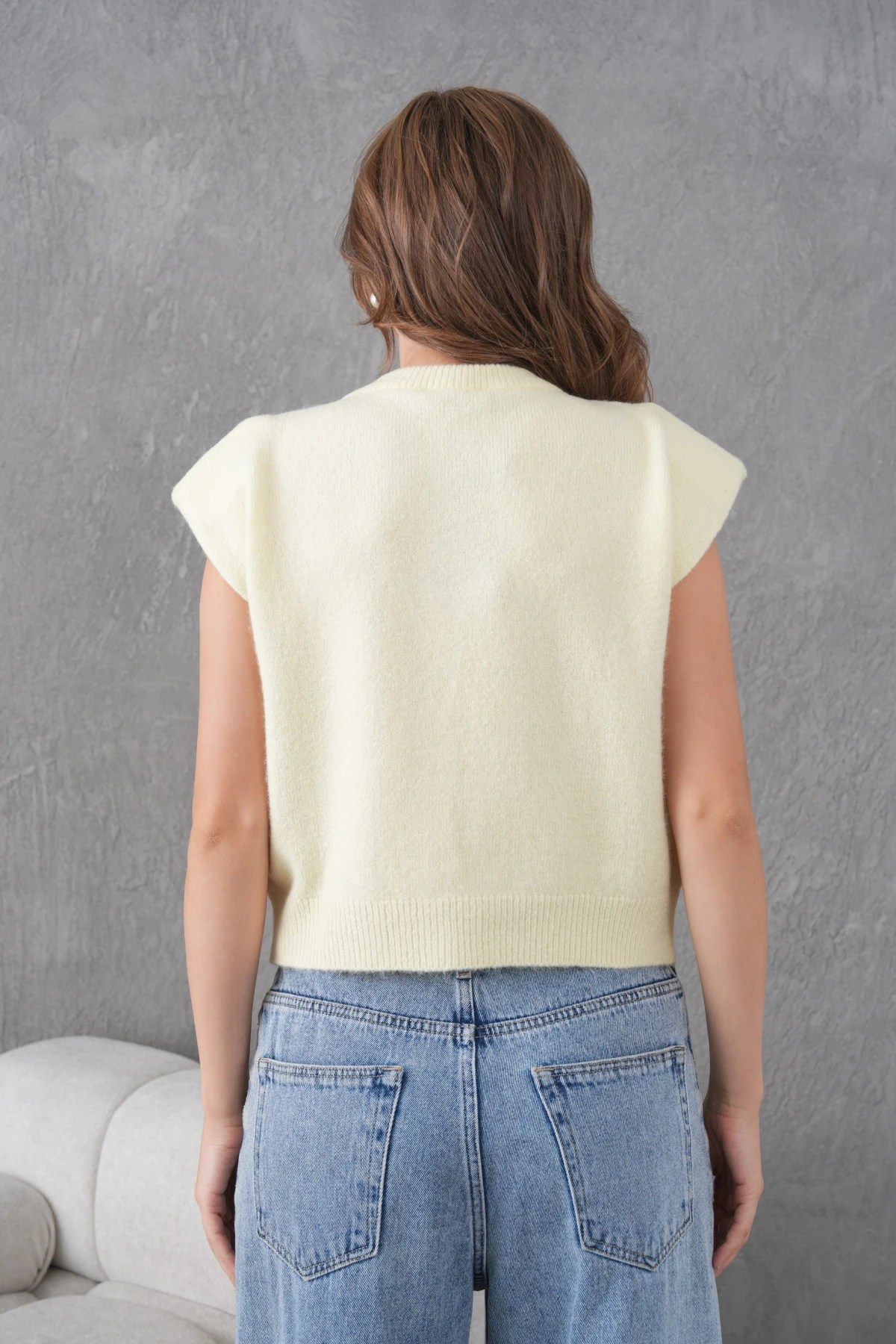 Kadın Bisiklet Yaka Düğme Detay Örgü Desenli Triko Ceket 8602Sw