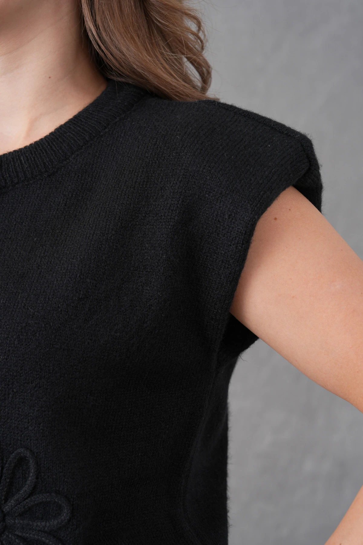 Kadın Bisiklet Yaka Düğme Detay Örgü Desenli Triko Ceket 8602Sw